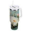 40 oz Insulated Stainless Steel Tumbler Double Wall Stainless Steel Tumbler with 2-Way Drinking Vintage Peonies and Daisies - Pick 466