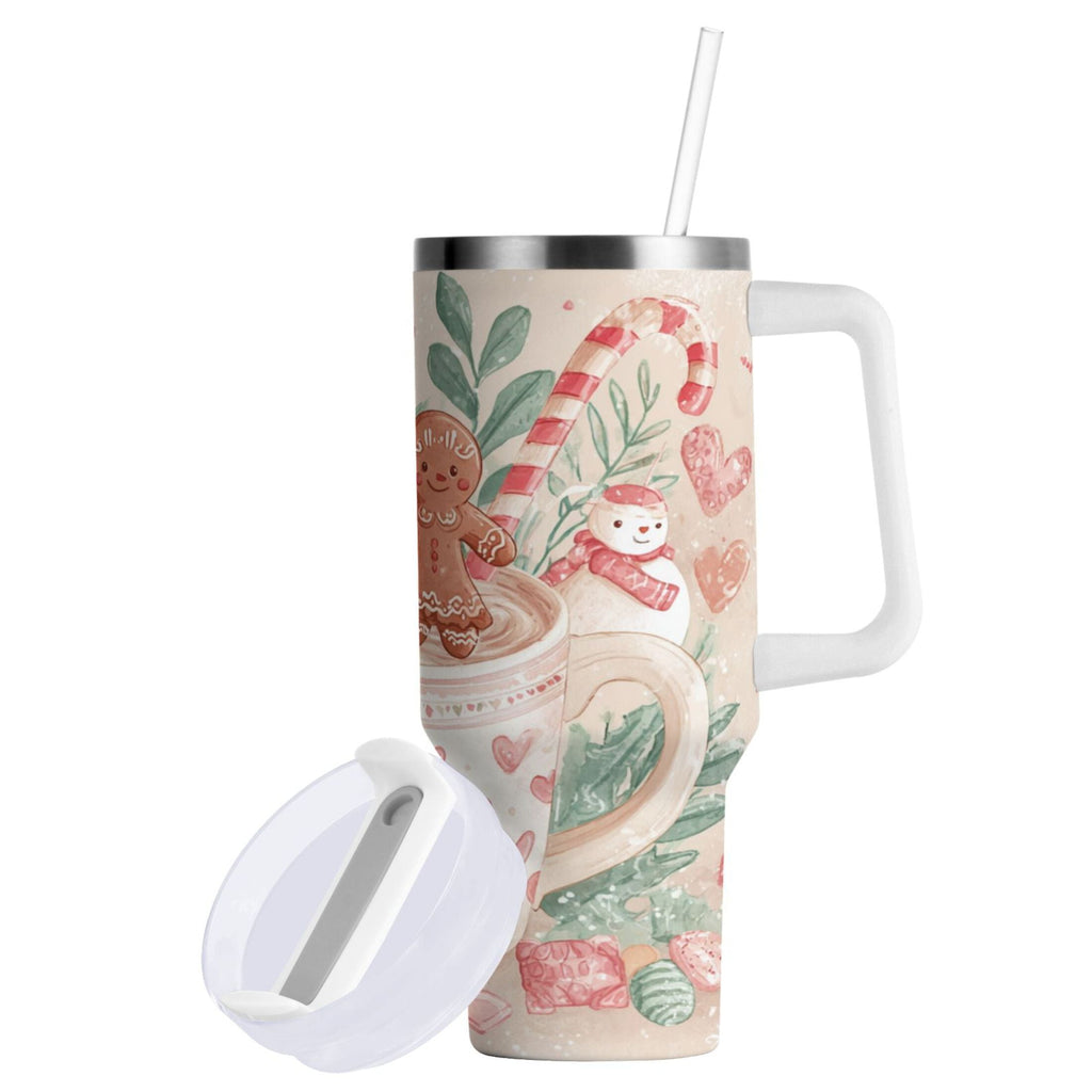 30 oz Insulated Stainless Steel Tumbler Double Wall Stainless Steel Tumbler with 2-Way Drinking Cute Christmas Design - Pick 996