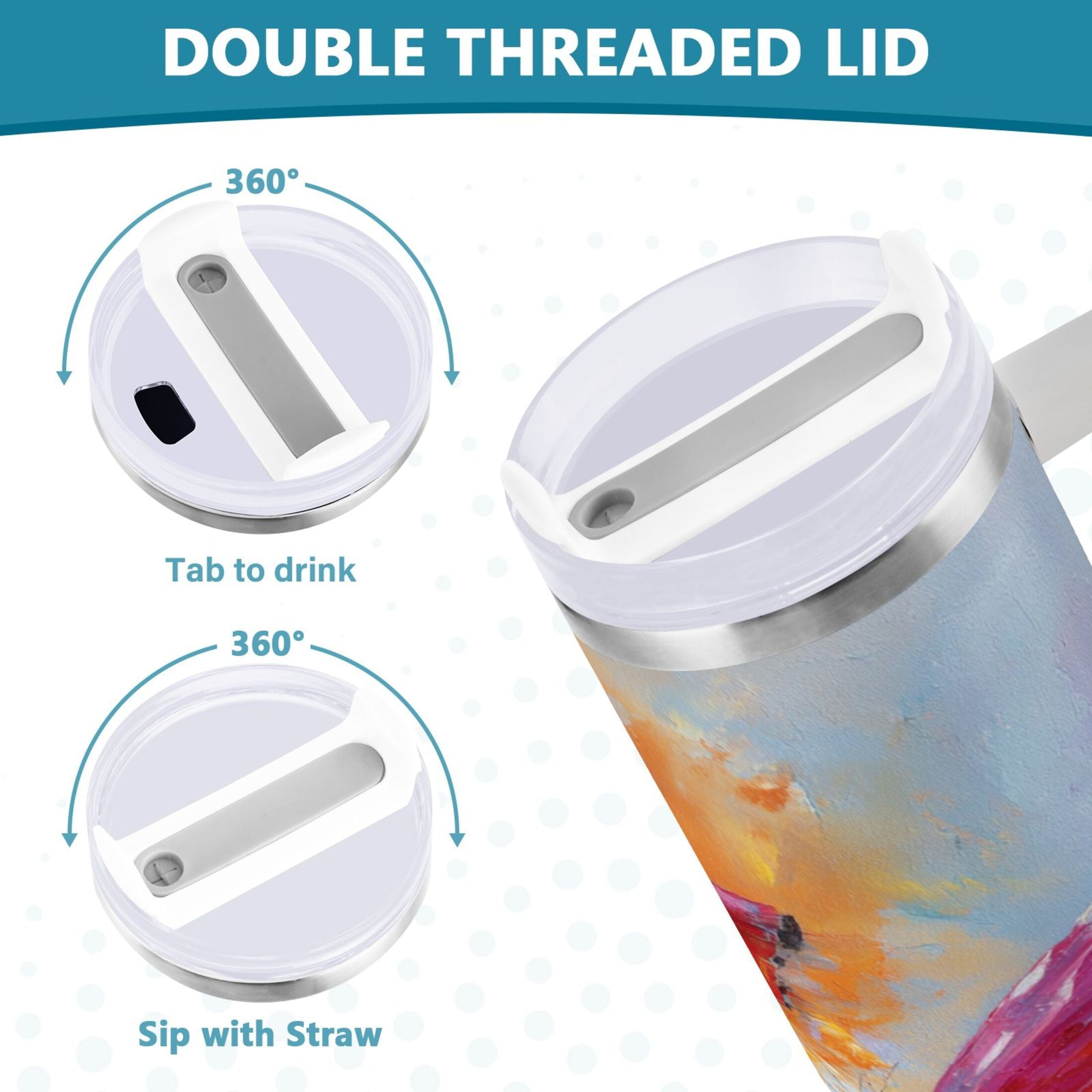 30 oz Insulated Stainless Steel Tumbler Double Wall Stainless Steel Tumbler with 2-Way Drinking Red and Orange Butterflies - Pick 629