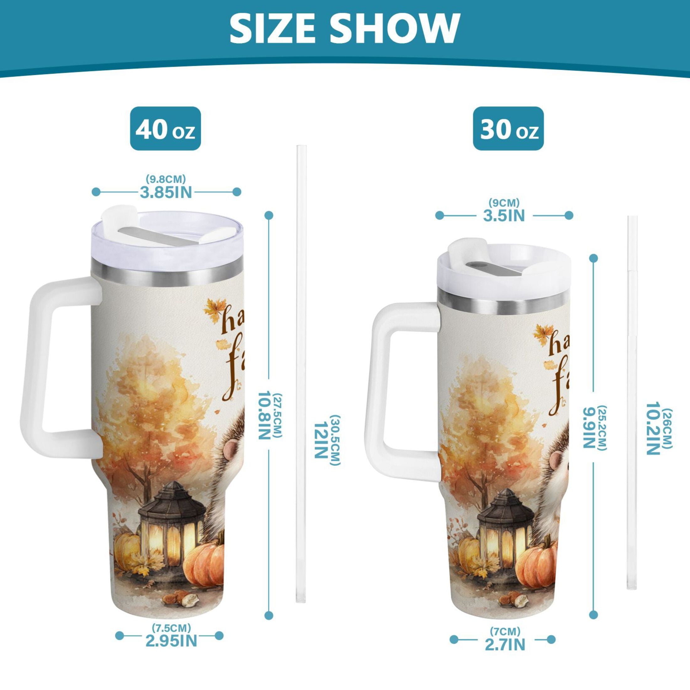 30 oz Insulated Stainless Steel Tumbler Double Wall Stainless Steel Tumbler with 2-Way Drinking Cute Little Hedgehog - Pick 970