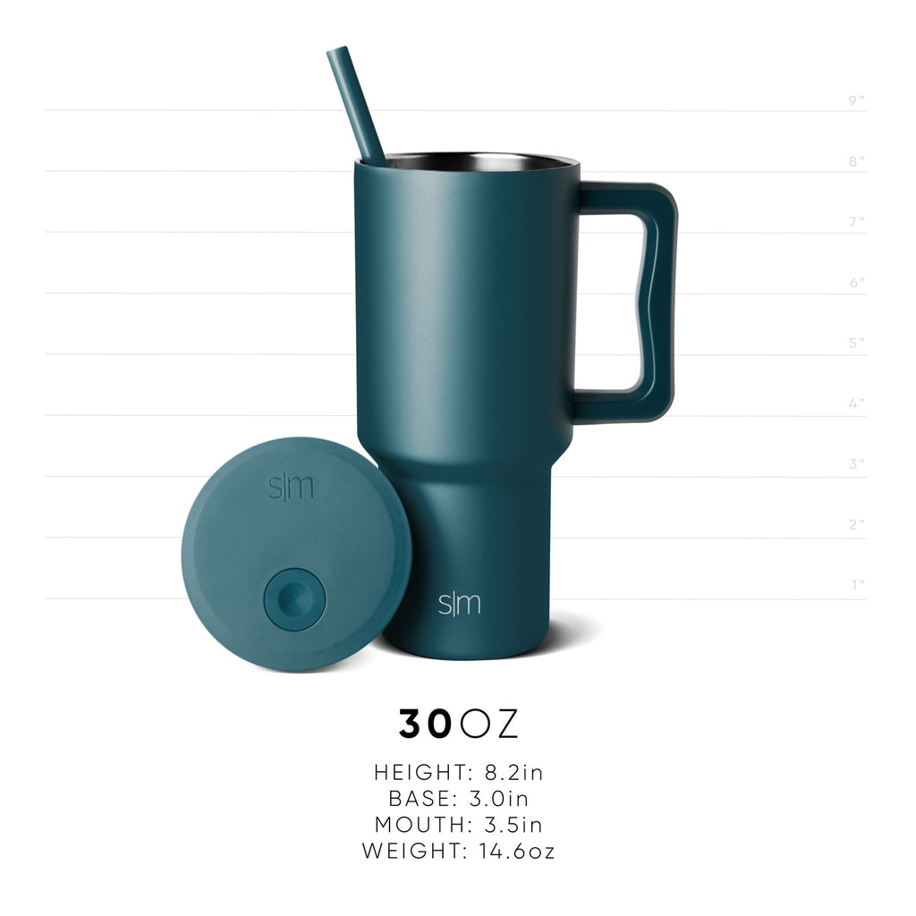 Simple Modern 30 fl oz Insulated Stainless Steel Trek Tumbler with Straw Lid | Seaglass Sage and Cream Checkmate - Pick 125