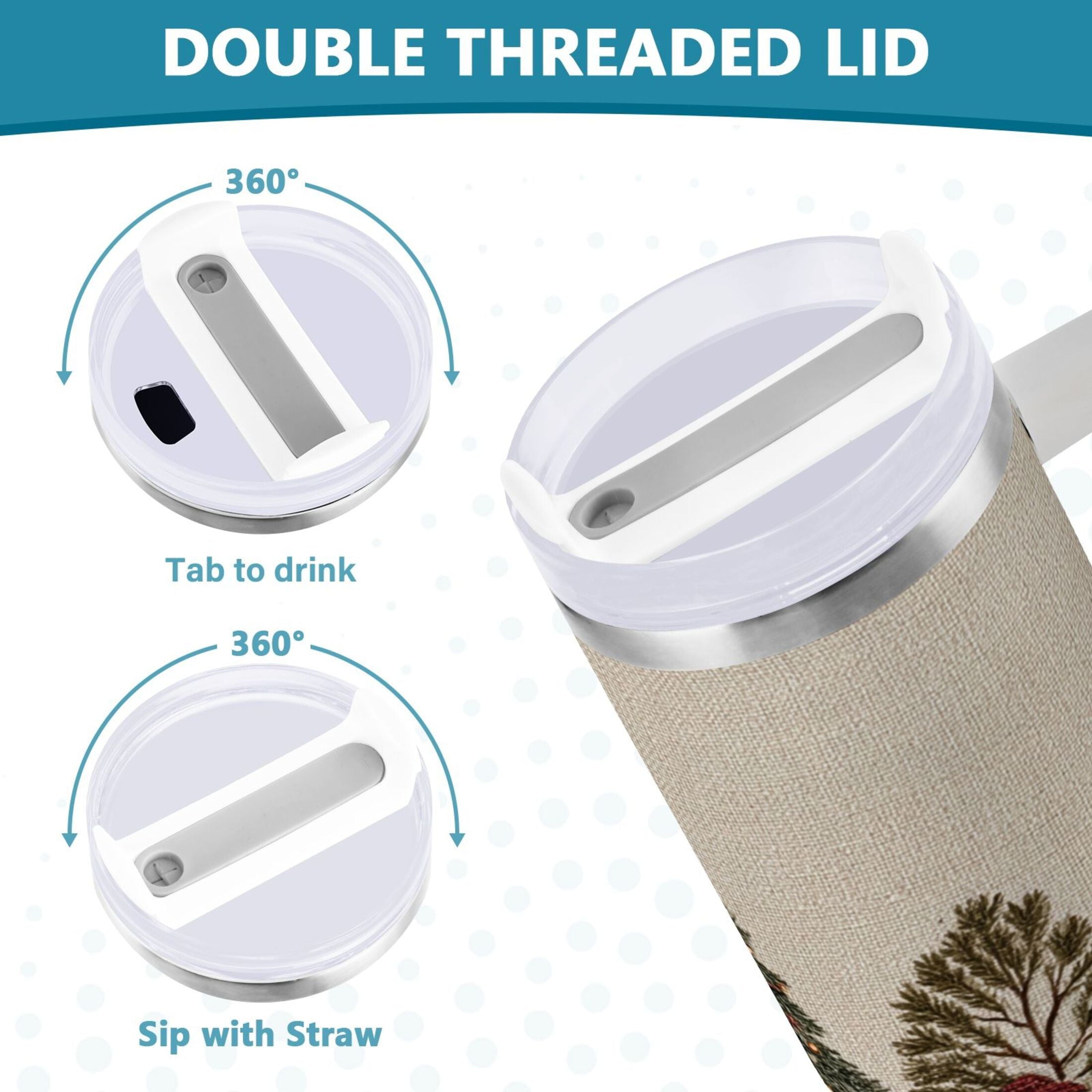 30 oz Insulated Stainless Steel Tumbler Double Wall Stainless Steel Tumbler with 2-Way Drinking Snowmen and Deer in The Forest - Pick 170