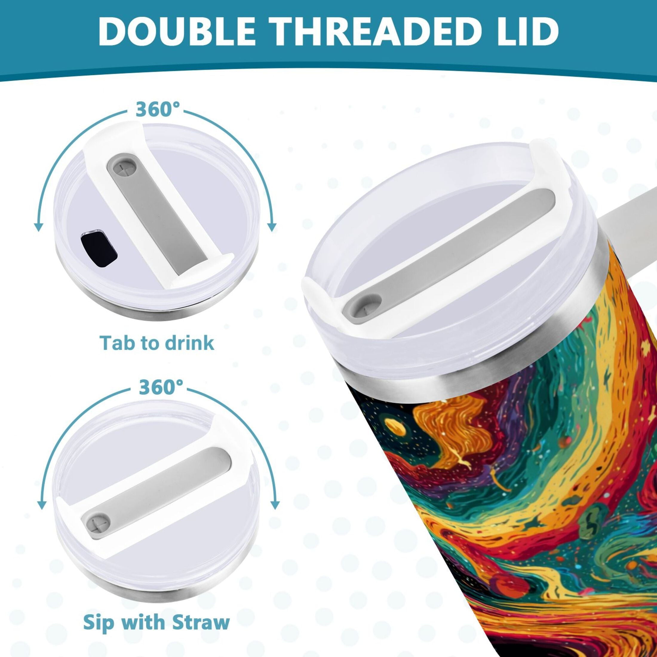 40 oz Insulated Stainless Steel Tumbler Double Wall Stainless Steel Tumbler with 2-Way Drinking Swirling Galaxy - Pick 259