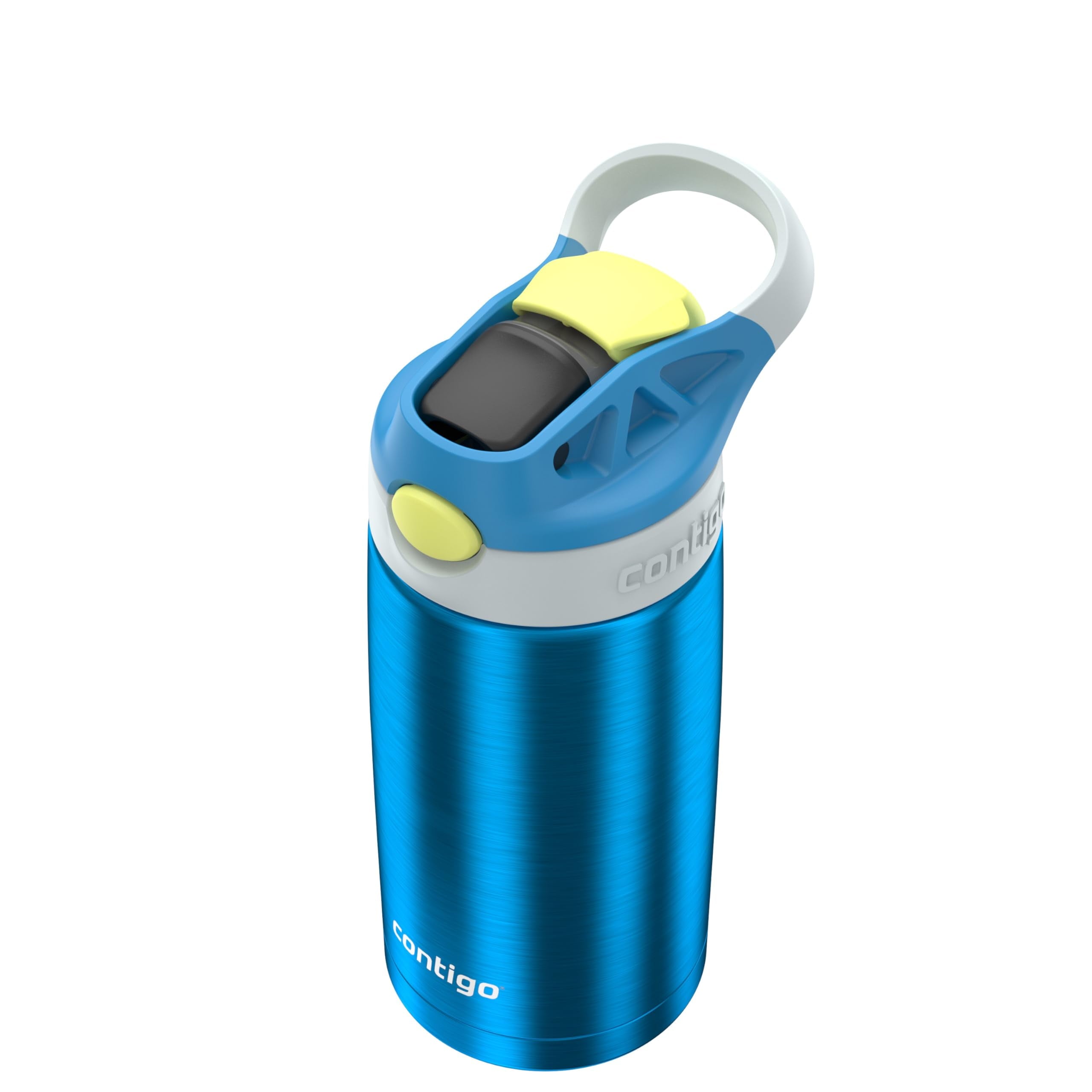 Kids Water Bottle with Straw 13 oz Autospout, Easy Clean Lid, Pop Up Spill Proof Valve, Durable BPA Free Plastic, for School Sports Travel, Blue - Pick 787