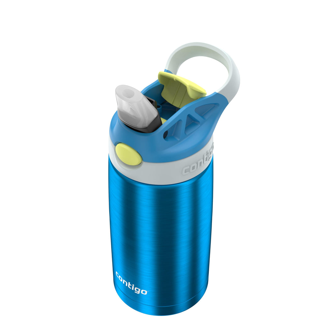Kids Water Bottle with Straw 13 oz Autospout, Easy Clean Lid, Pop Up Spill Proof Valve, Durable BPA Free Plastic, for School Sports Travel, Blue - Pick 787