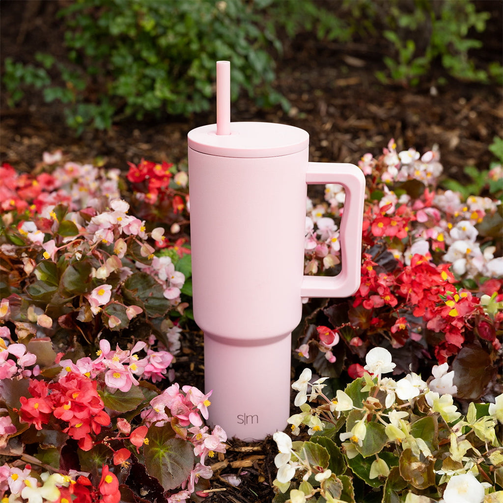 Simple Modern 40 fl oz Insulated Stainless Steel Trek Tumbler with Straw Lid | Blush - Pick 123