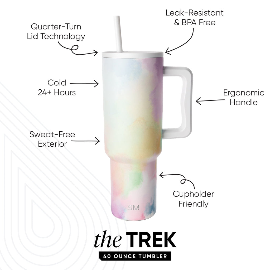 Simple Modern 40 fl oz Insulated Stainless Steel Trek Tumbler with Straw Lid | Blush - Pick 123