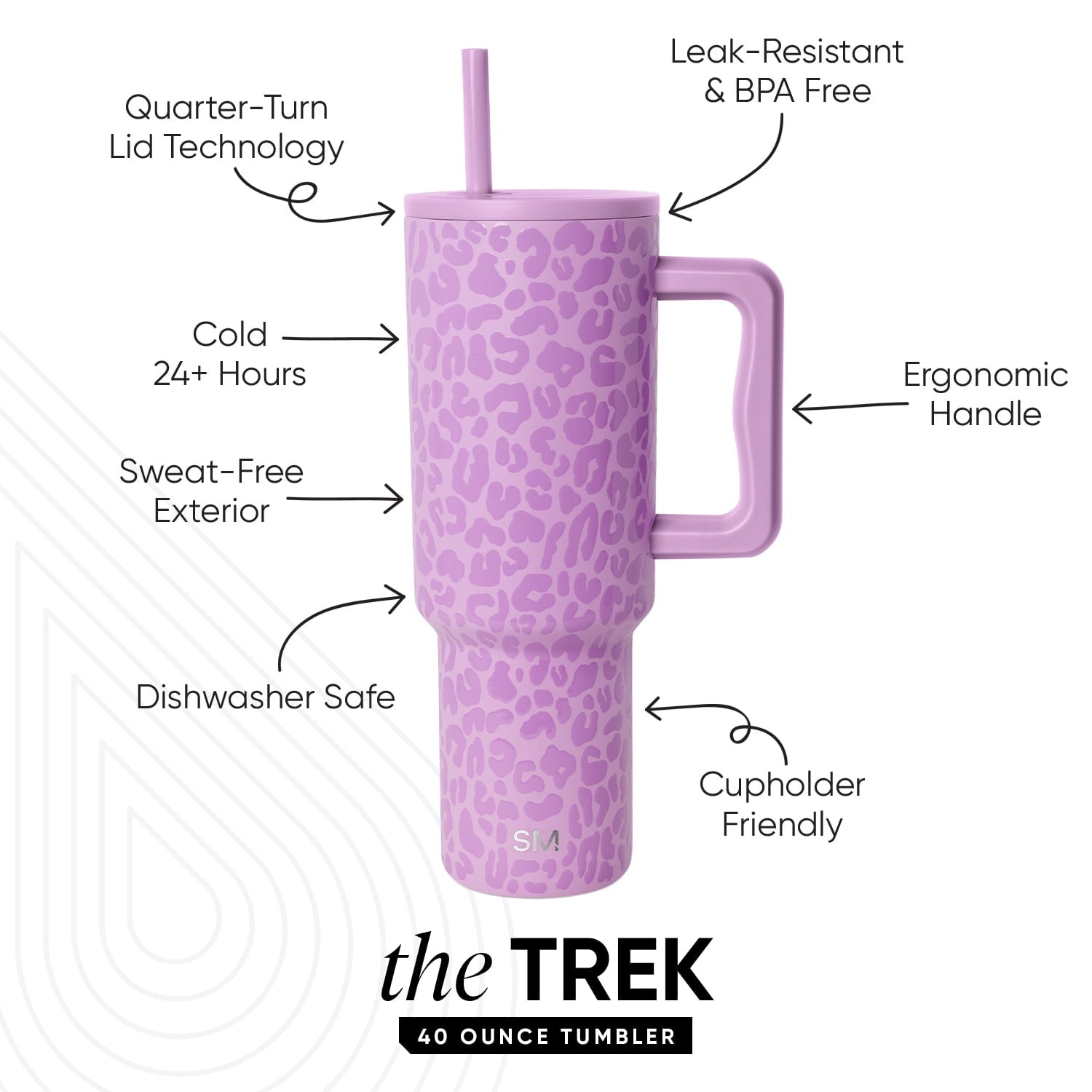 Simple Modern 40 fl oz Insulated Stainless Steel Trek Tumbler with Straw Lid | Blush - Pick 123