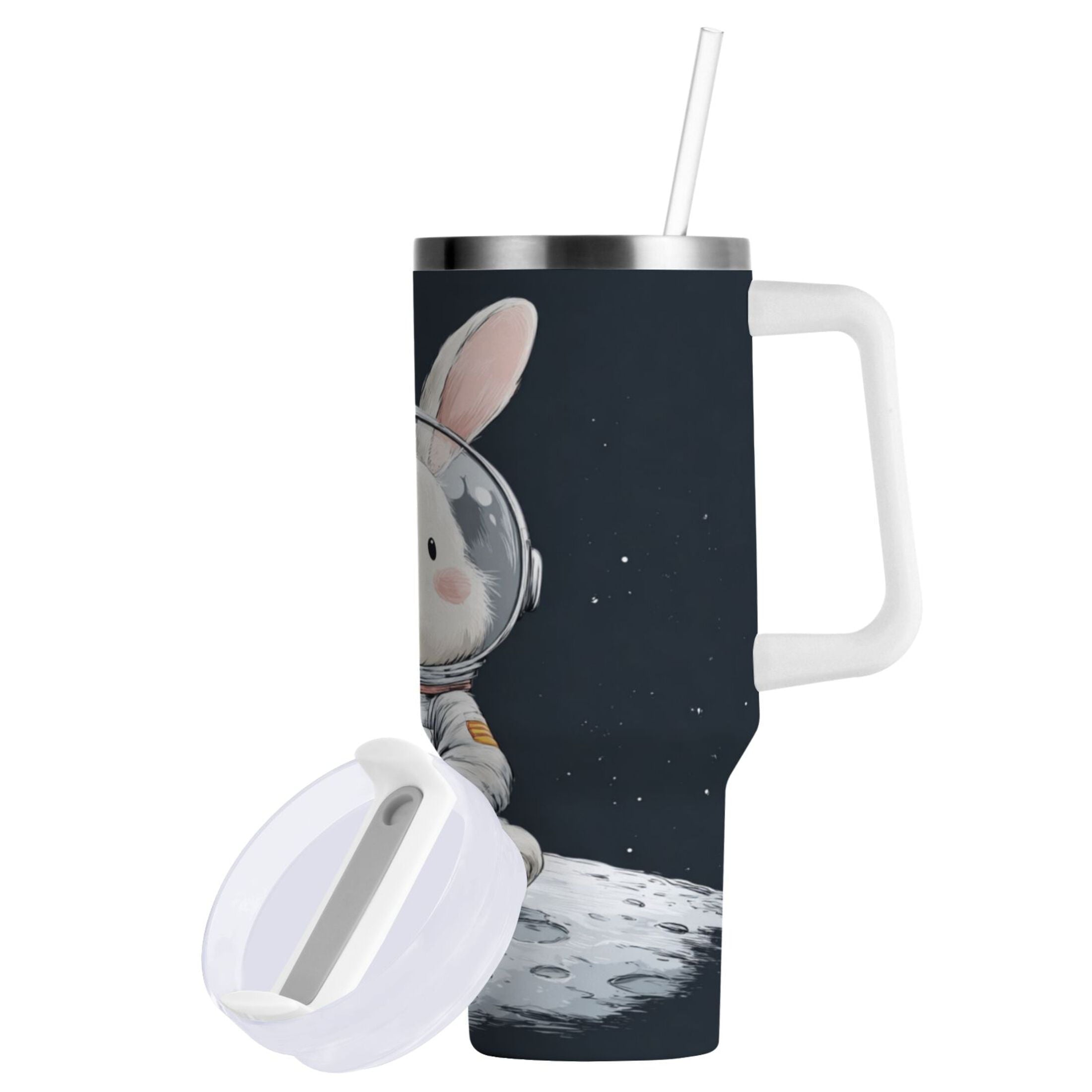 40 oz Insulated Stainless Steel Tumbler Double Wall Stainless Steel Tumbler with 2-Way Drinking Rabbit in A Space - Pick 701