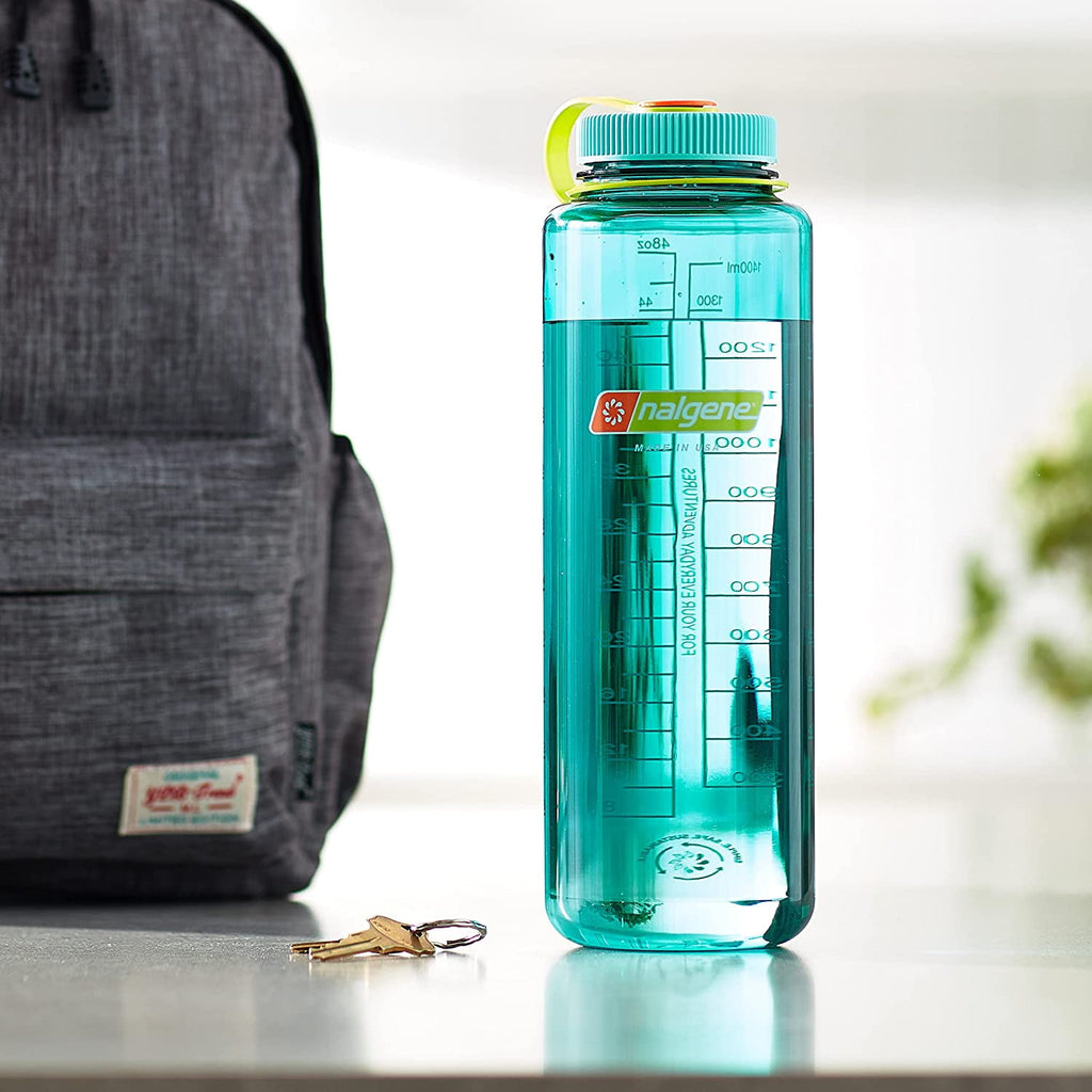 Nalgene Sustain Tritan BPA-Free Water Made with Material Derived from 50% Plastic Waste (using ISCC certified mass balance), 48 OZ, Wide Mouth, Cerulean - Pick 283