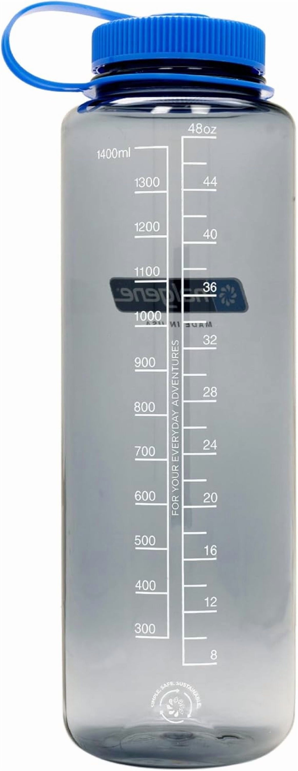 Nalgene Sustain Tritan BPA-Free Water Made with Material Derived from 50% Plastic Waste (using ISCC certified mass balance), 48 OZ, Wide Mouth, Cerulean - Pick 283
