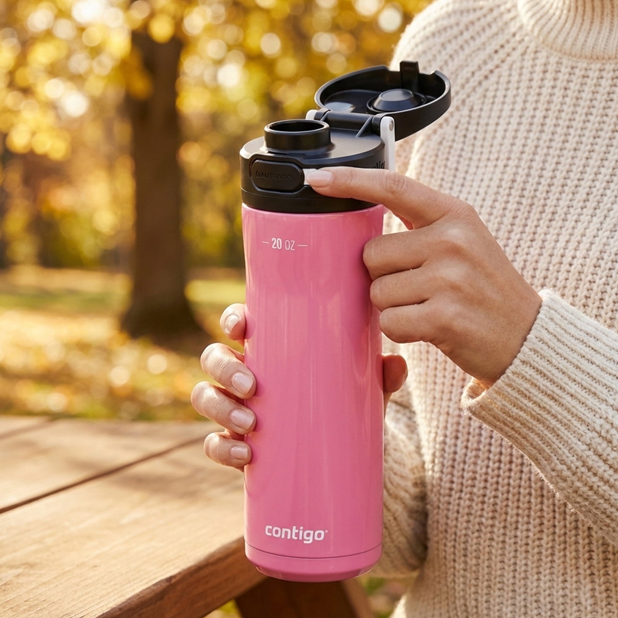 Contigo Jackson Chill 2.0 Stainless Steel Water Bottle with AUTOPOP Lid, 20 Ounces, Azalea - Pick 755