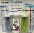 Contigo Shake &amp; Go Plastic Tumblers - Set of 3 (Green Navy &amp; Clear) - Pick 783