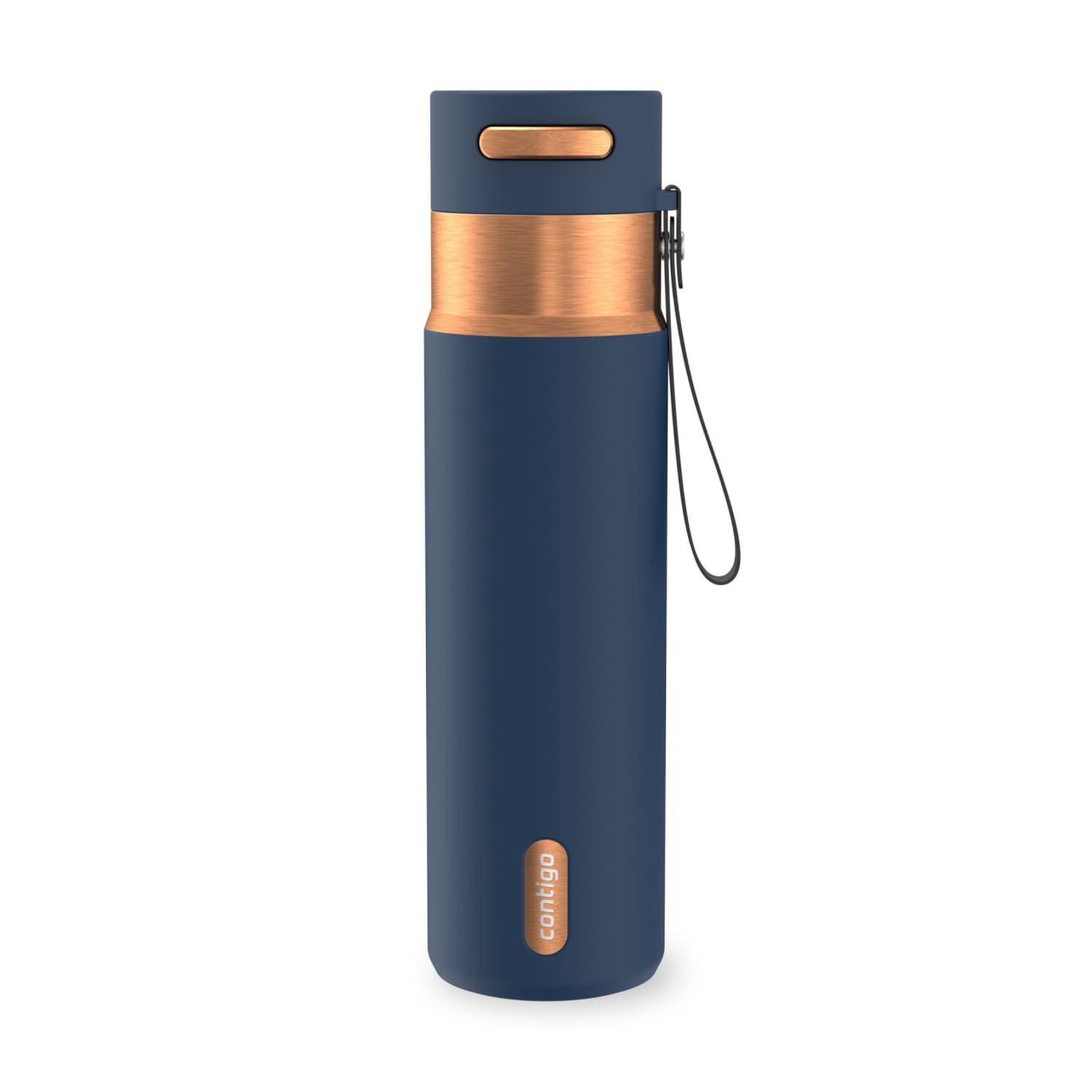 Contigo AutoSeal Leakproof Stainless Steel Reusable Water Bottle Tumbler with Carrying Strap, Cream/Champagne, 24 oz - Pick 698