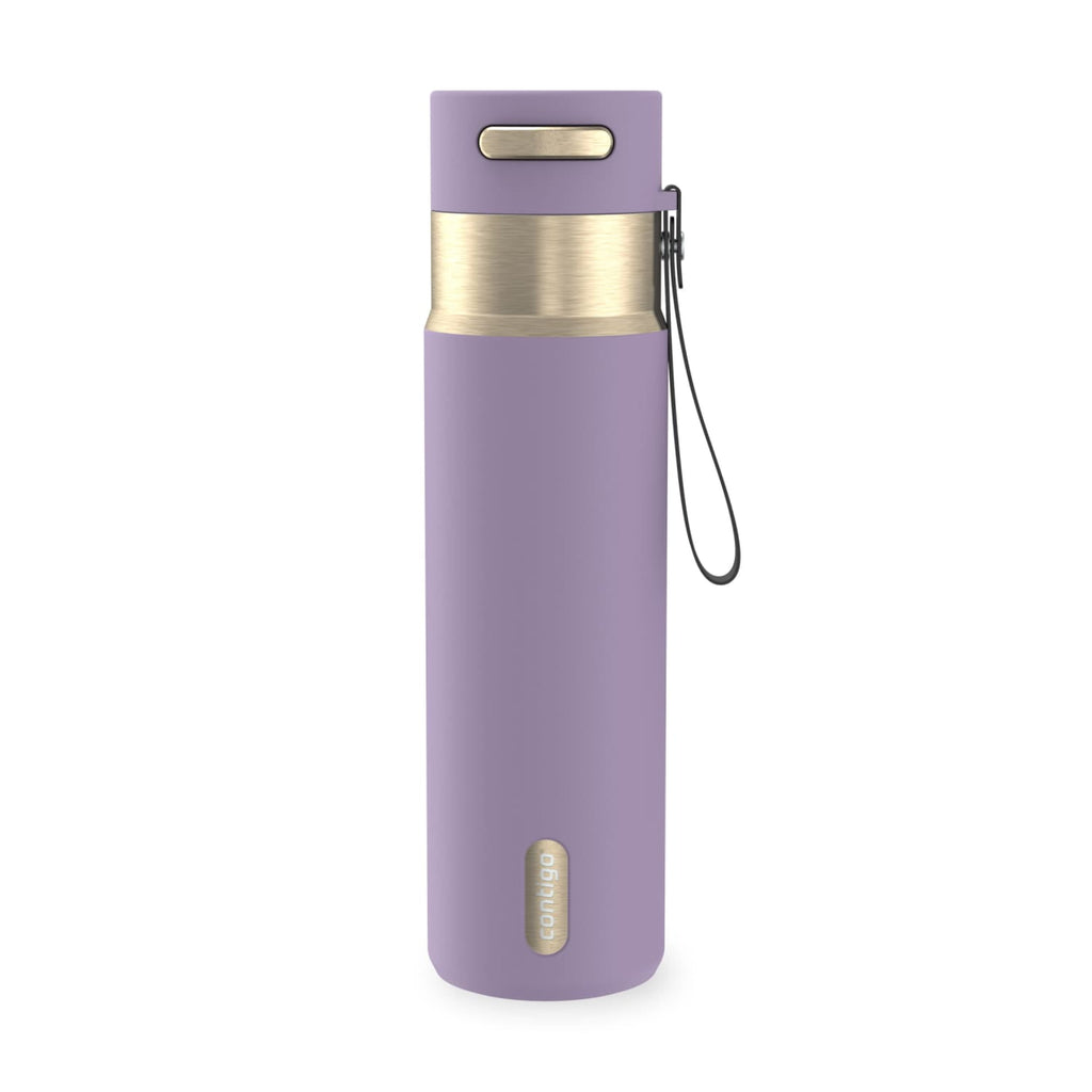 Contigo AutoSeal Leakproof Stainless Steel Reusable Water Bottle Tumbler with Carrying Strap, Cream/Champagne, 24 oz - Pick 698