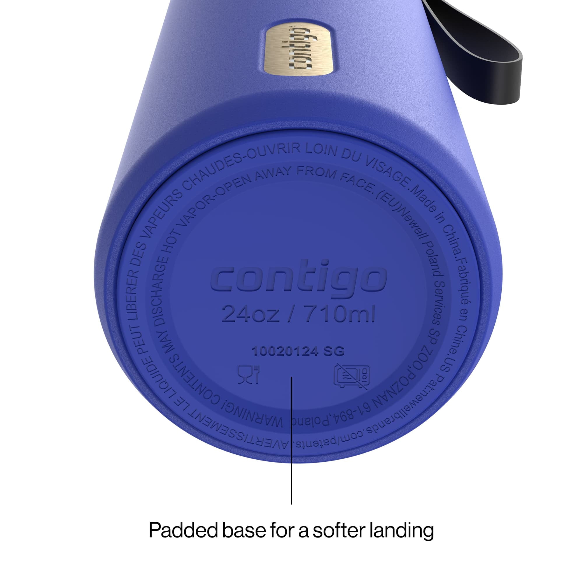 Contigo AutoSeal Leakproof Stainless Steel Reusable Water Bottle Tumbler with Carrying Strap, Cream/Champagne, 24 oz - Pick 698