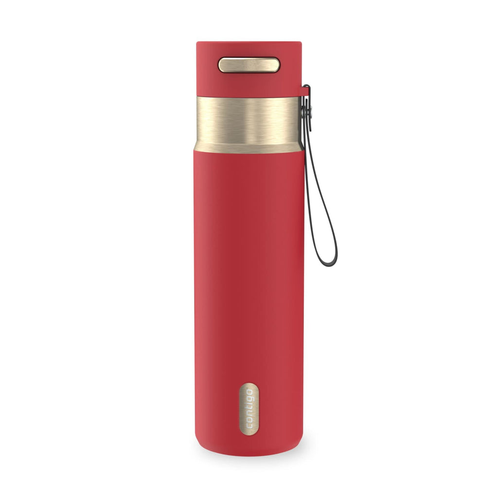 Contigo AutoSeal Leakproof Stainless Steel Reusable Water Bottle Tumbler with Carrying Strap, Cream/Champagne, 24 oz - Pick 698