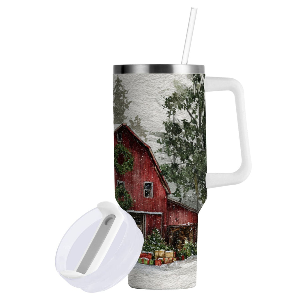 30 oz Insulated Stainless Steel Tumbler Double Wall Stainless Steel Tumbler with 2-Way Drinking Old Red Barn - Pick 836
