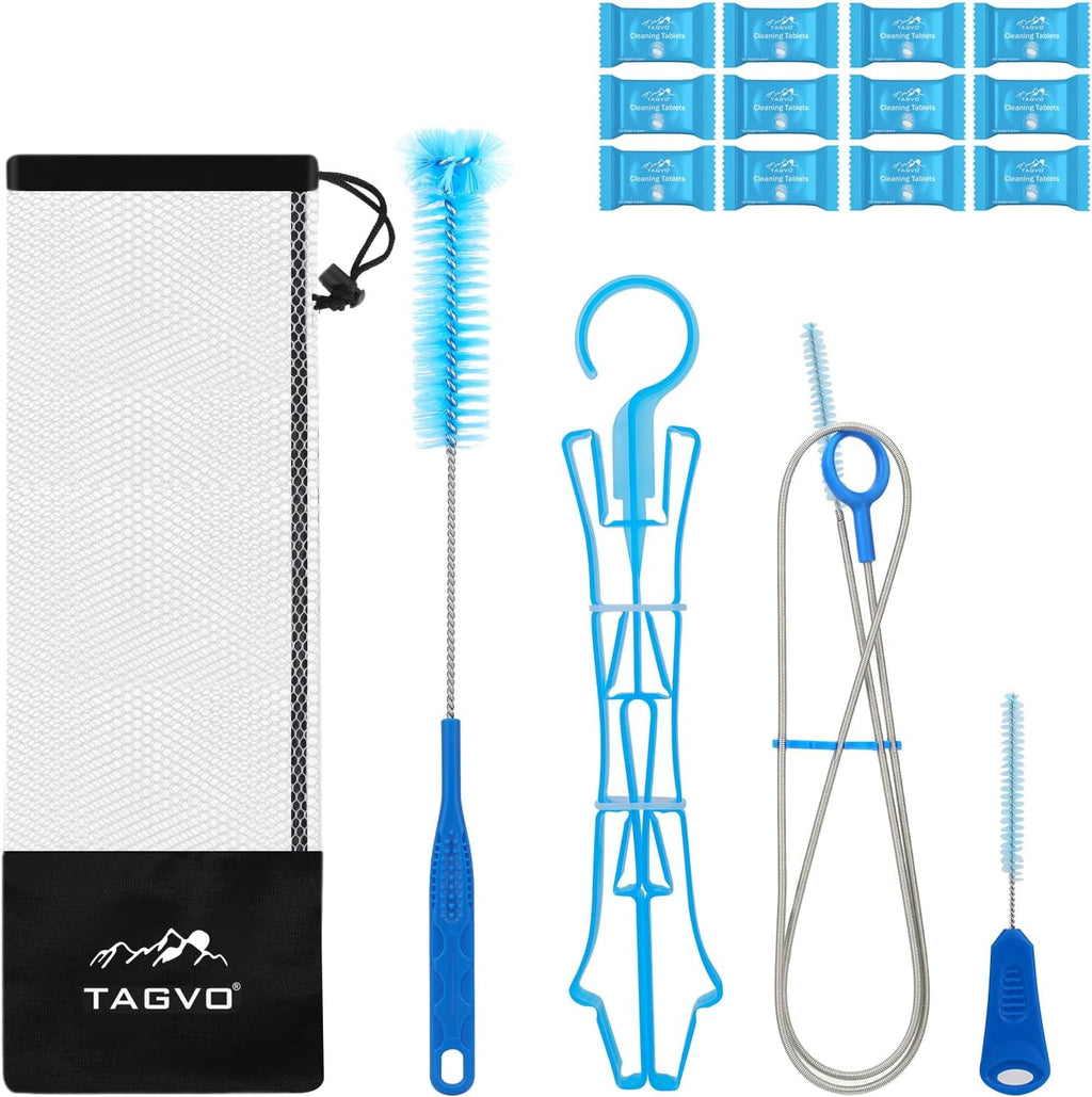 TAGVO Hydration Bladder 2 Liter BPA Free 70oz + Cleaning Brushes Kit, Leakproof Water Bladder Travel Reservoir Hydration Bag, Easy Cleaning by 3 Brushes and Air Drying by Collapsible Frame - Pick 610