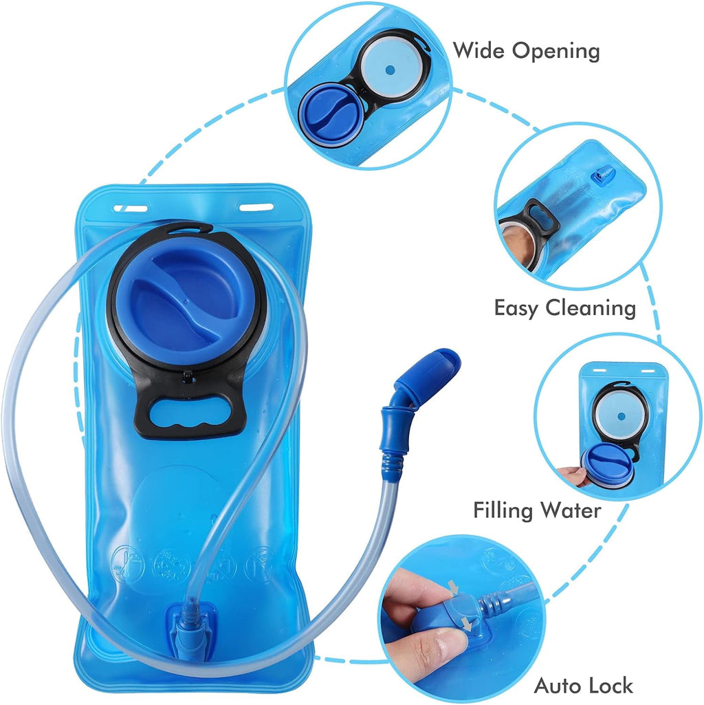 TAGVO Hydration Bladder 2 Liter BPA Free 70oz + Cleaning Brushes Kit, Leakproof Water Bladder Travel Reservoir Hydration Bag, Easy Cleaning by 3 Brushes and Air Drying by Collapsible Frame - Pick 610