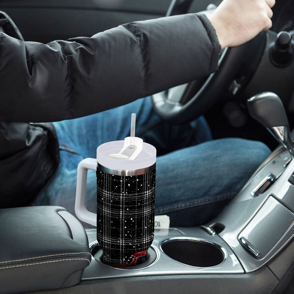 40 oz Insulated Stainless Steel Tumbler Double Wall Stainless Steel Tumbler with 2-Way Drinking Red Truck with Christmas Tree - Pick 636