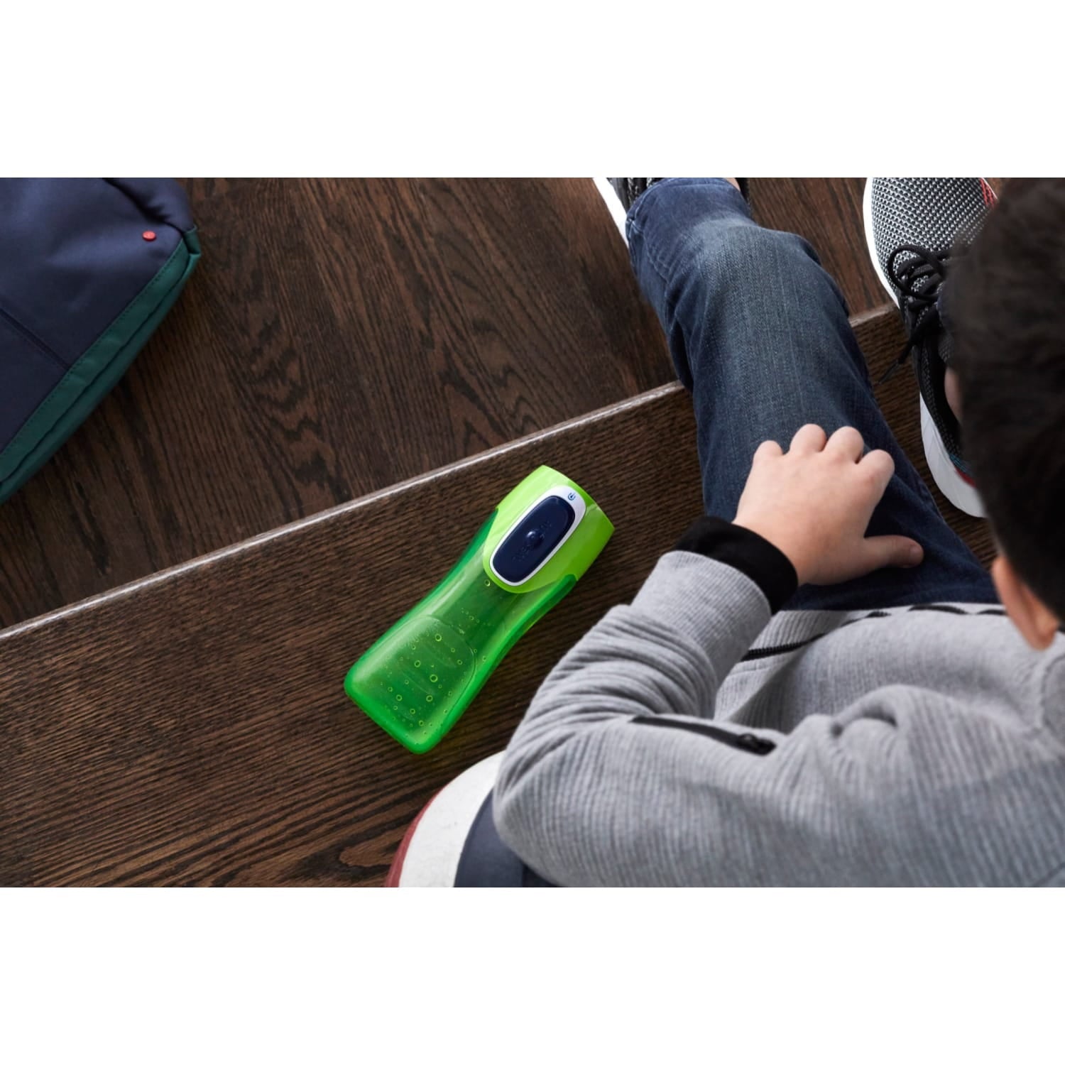 Contigo Kids Trekker Water Bottle with AUTOSEAL Lid Navy Blue and Granny Smith Green, 14 fl oz., 2-pack - Pick 871