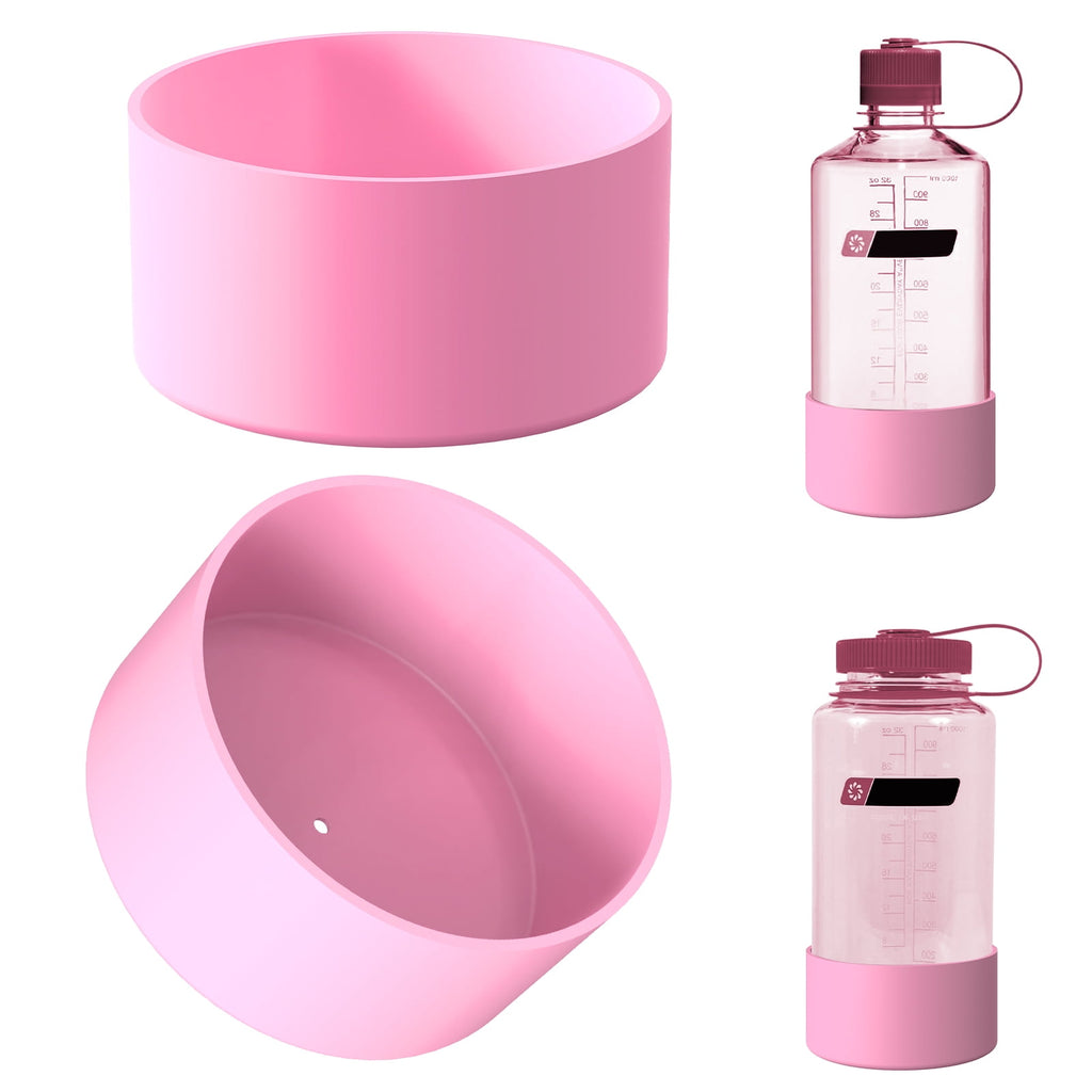 Linkidea 2 Pack Water Bottle Boot Compatible with Nalgene Sustain Wide Mouth 32oz/48oz, Narrow Mouth 32oz, Silicone Anti-Slip Bottle Bottom Bumper Protector (Light Pink) - Pick 207