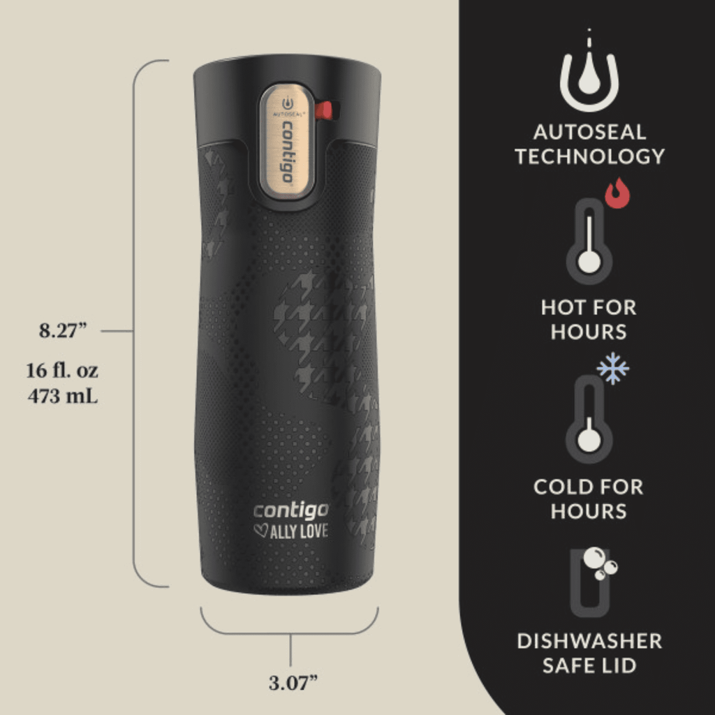 Contigo x Ally Love Autoseal West Loop Vacuum-Insulated Stainless Steel Travel Mug with Easy-Clean Lid, 16 oz, Stellar Jay - Pick 741
