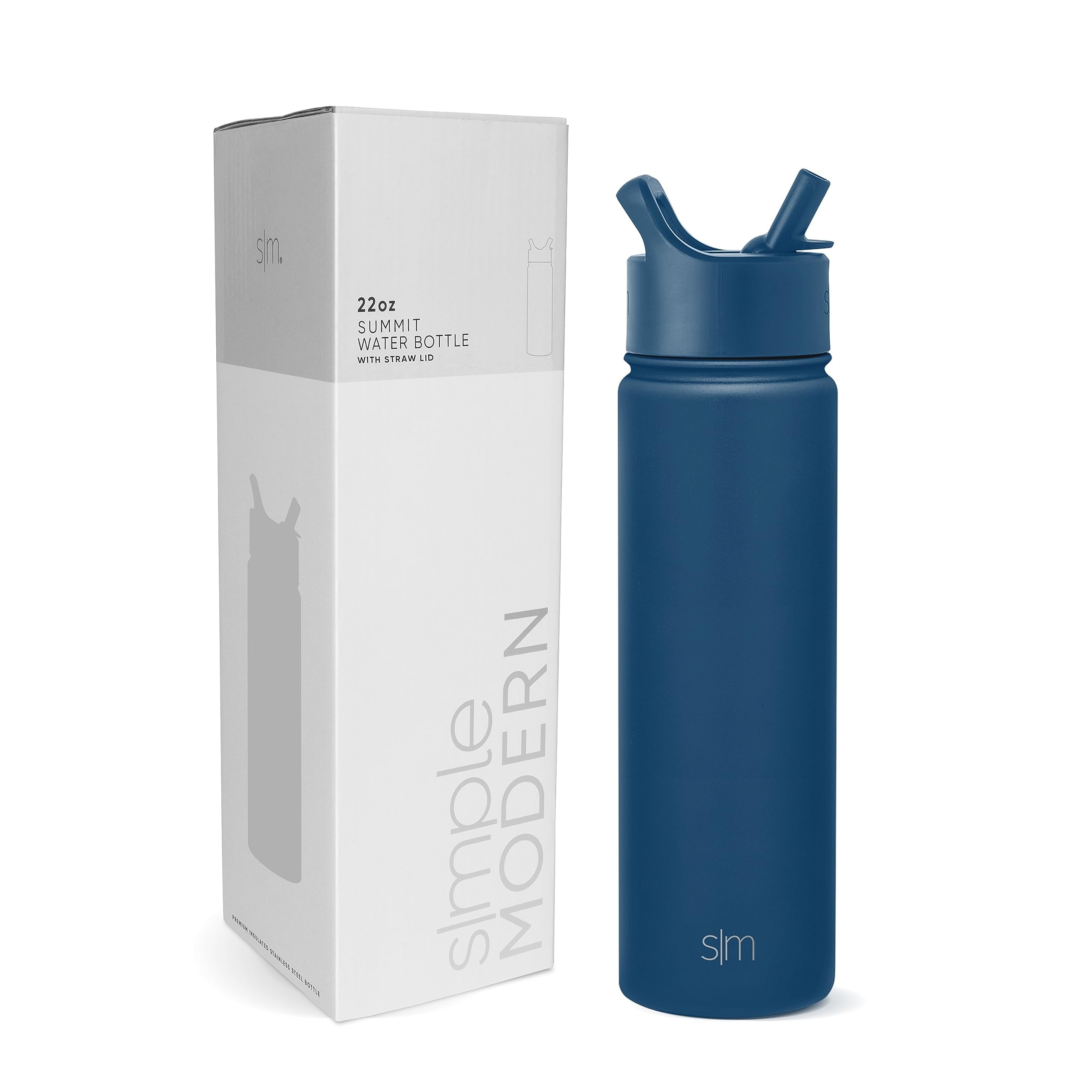 Simple Modern Water Bottle with Straw Lid Vacuum Insulated Stainless Steel Metal Thermos Bottles | Reusable Leak Proof BPA-Free Flask for School | Summit Collection | 22oz, Slumberland - Pick 667
