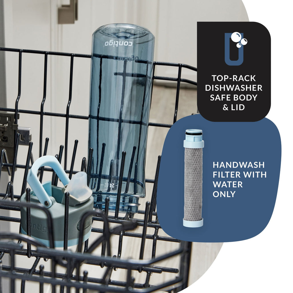 Contigo® Wells Plastic Filter Water Bottle with AUTOSPOUT® Straw Lid, 24 Oz., Dark Ice - Pick 840