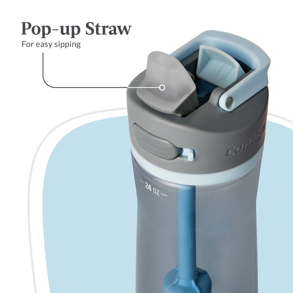 Contigo® Wells Plastic Filter Water Bottle with AUTOSPOUT® Straw Lid, 24 Oz., Dark Ice - Pick 840