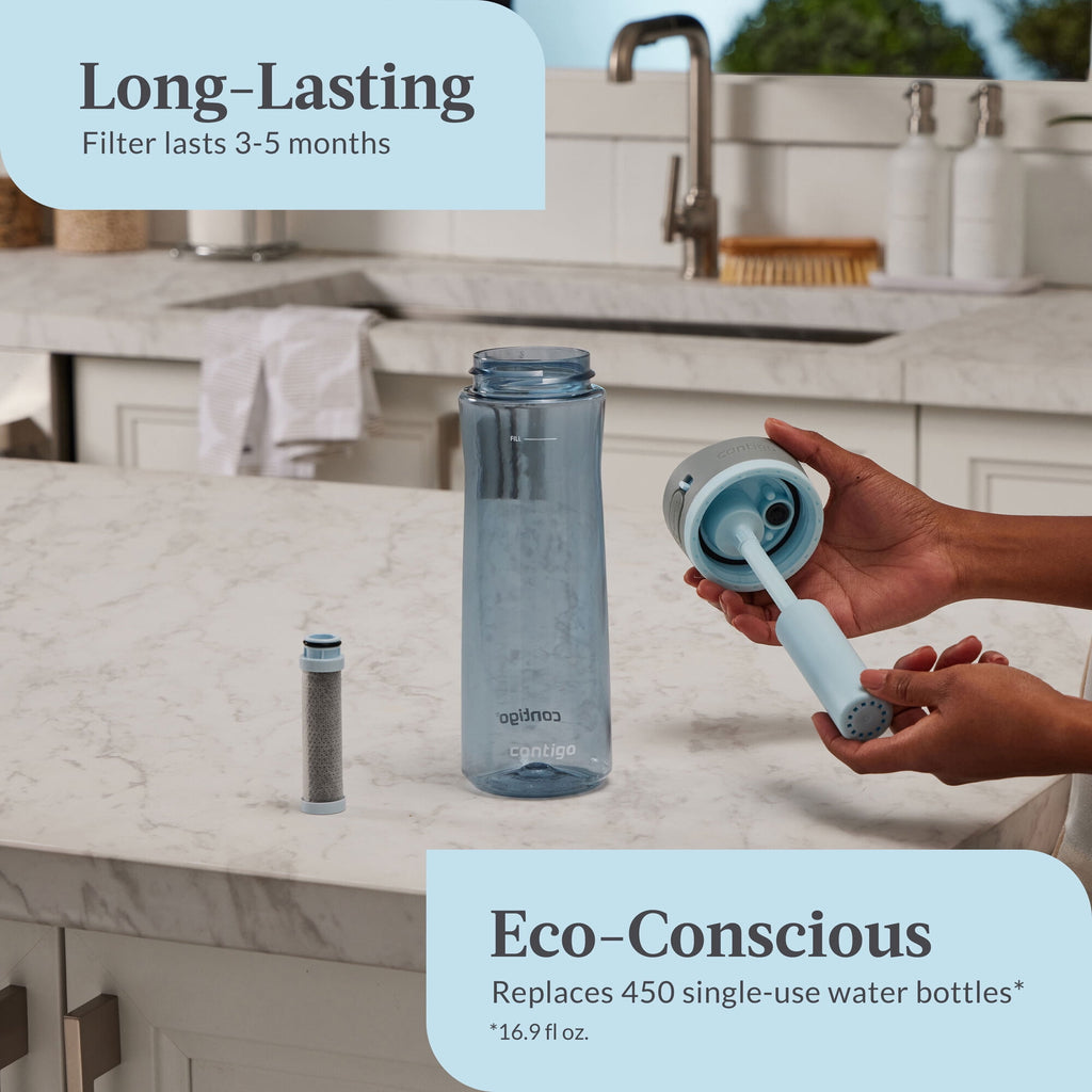 Contigo® Wells Plastic Filter Water Bottle with AUTOSPOUT® Straw Lid, 24 Oz., Dark Ice - Pick 840