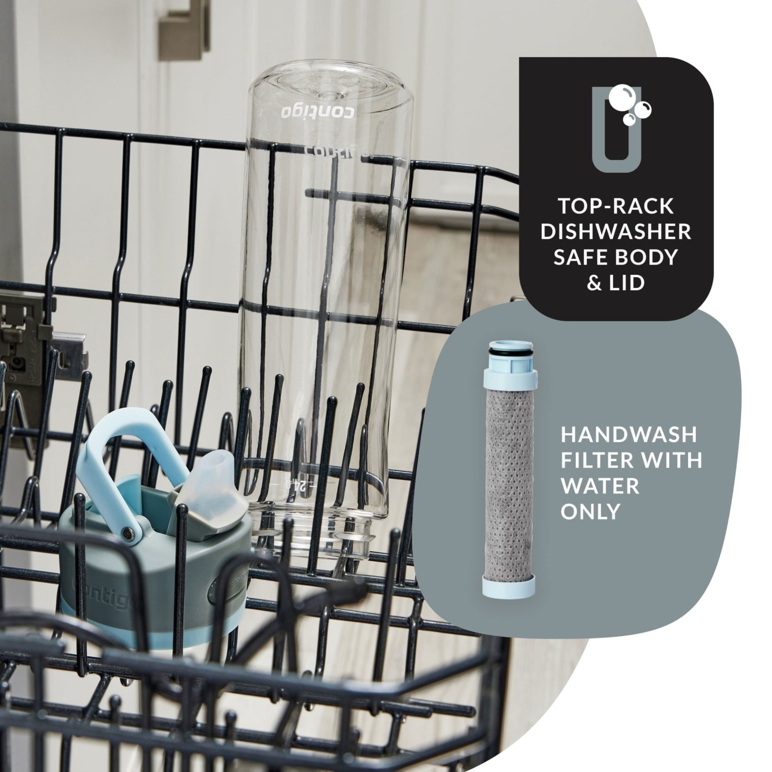 Contigo 24 oz. Wells Plastic Filter Water Bottle - Salt - Pick 574