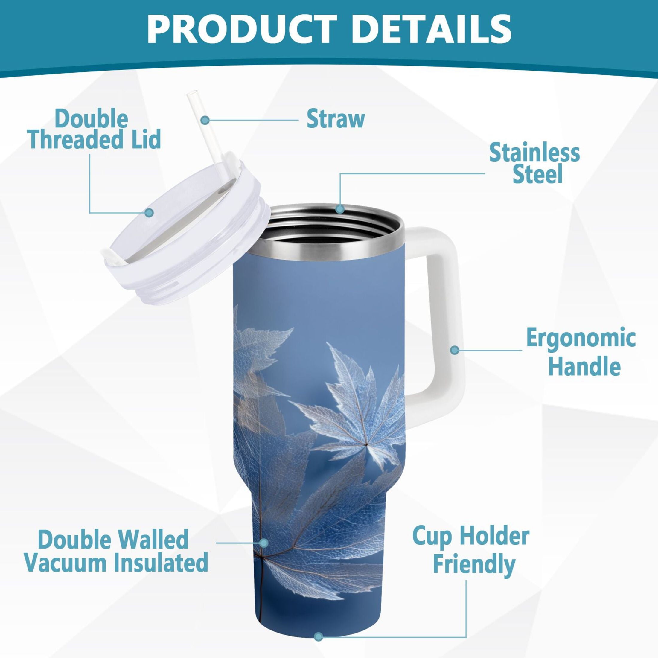 30 oz Insulated Stainless Steel Tumbler Double Wall Stainless Steel Tumbler with 2-Way Drinking Glass Mapleleaves - Pick 330