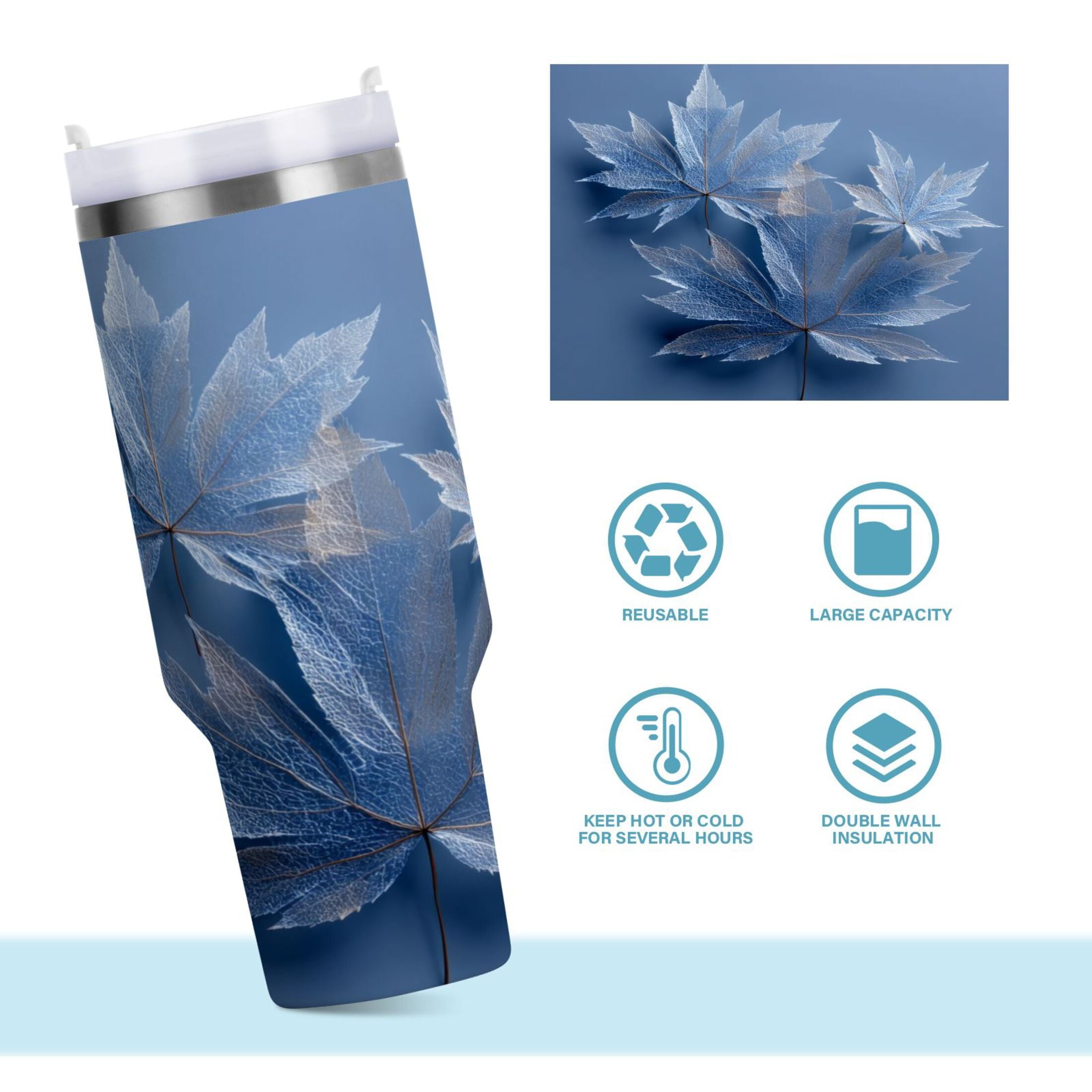 30 oz Insulated Stainless Steel Tumbler Double Wall Stainless Steel Tumbler with 2-Way Drinking Glass Mapleleaves - Pick 330