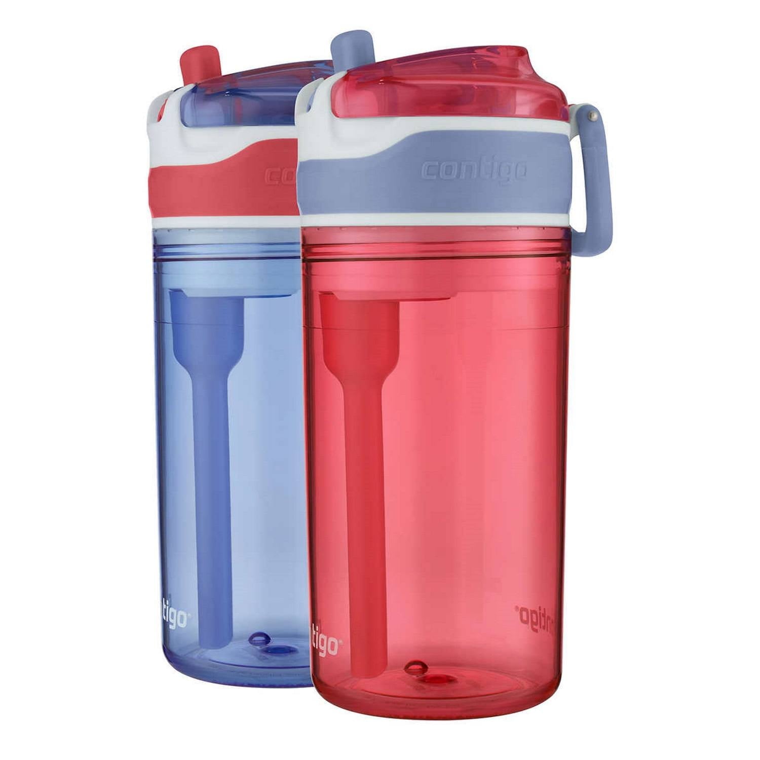 Contigo Kids 2-in-1 Snack Hero Tumbler Featuring 4oz Snack Holder Stacked on Top of 13oz Water Bottle - BPA Free, Durable Tritan w/Flexible Carry Handle &amp; Spill-Proof Valve, Purple &amp; Pink – 2 Pack - Pick 812