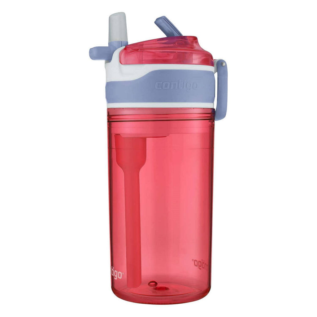 Contigo Kids 2-in-1 Snack Hero Tumbler Featuring 4oz Snack Holder Stacked on Top of 13oz Water Bottle - BPA Free, Durable Tritan w/Flexible Carry Handle &amp; Spill-Proof Valve, Purple &amp; Pink – 2 Pack - Pick 812