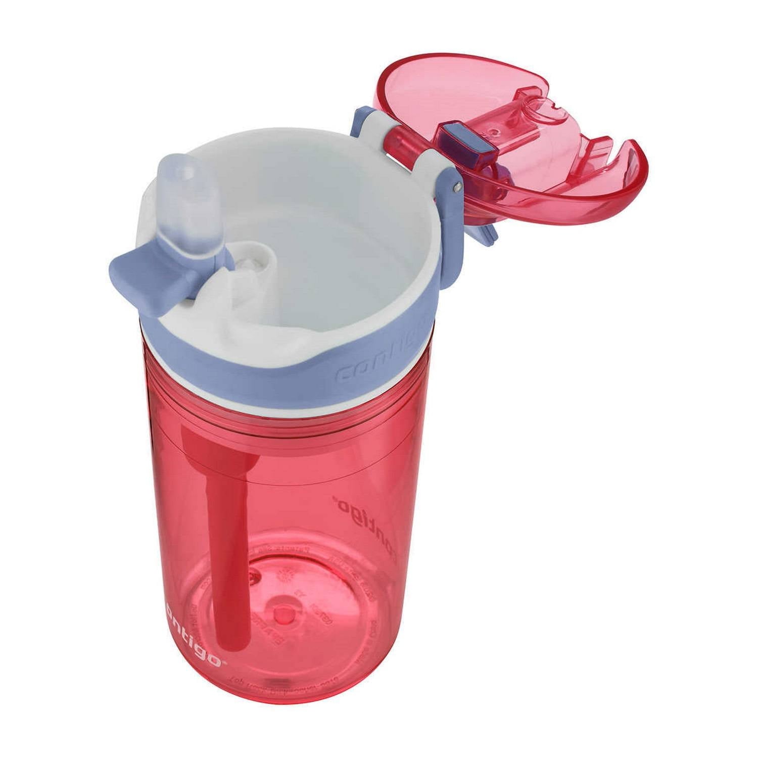 Contigo Kids 2-in-1 Snack Hero Tumbler Featuring 4oz Snack Holder Stacked on Top of 13oz Water Bottle - BPA Free, Durable Tritan w/Flexible Carry Handle &amp; Spill-Proof Valve, Purple &amp; Pink – 2 Pack - Pick 812