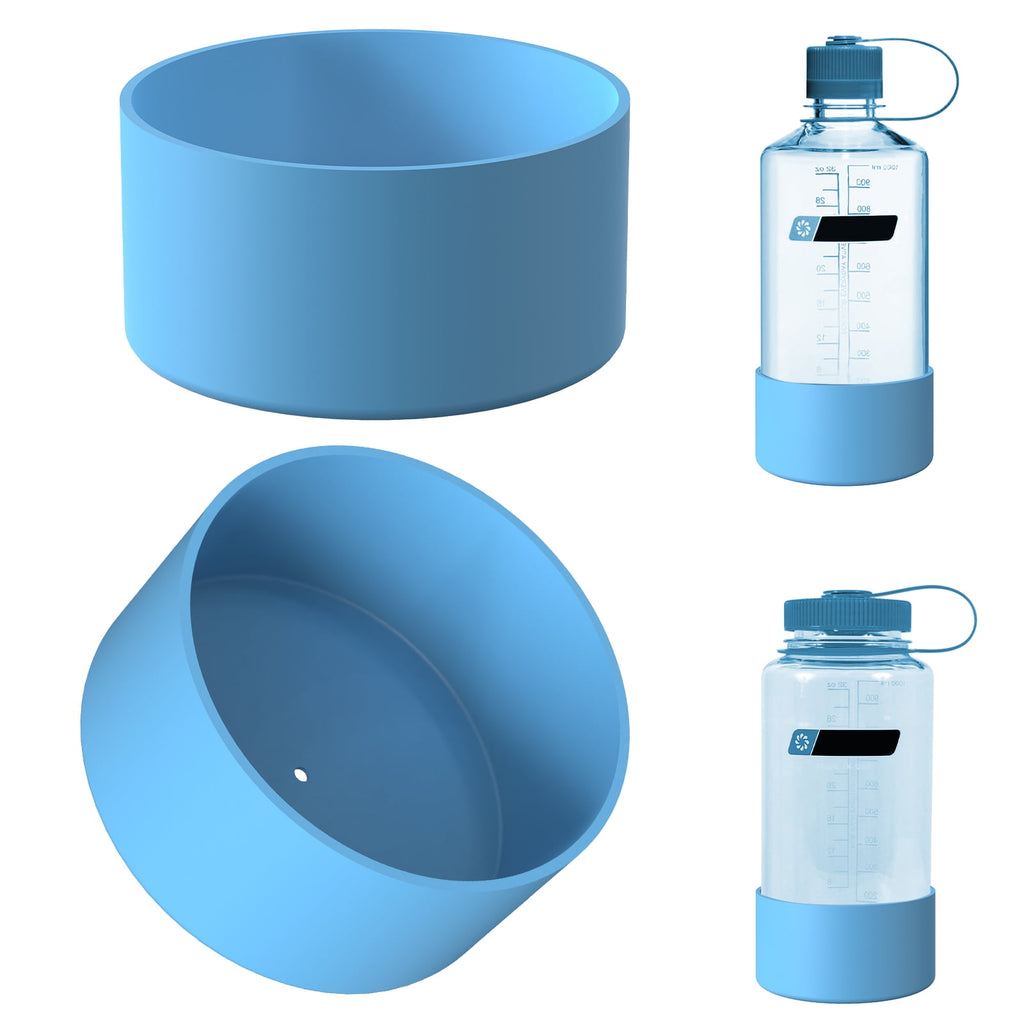 Linkidea 2 Pack Water Bottle Boot Compatible with Nalgene Sustain Wide Mouth 32oz/48oz, Narrow Mouth 32oz, Silicone Anti-Slip Bottle Bottom Bumper Protector (Blue) - Pick 398