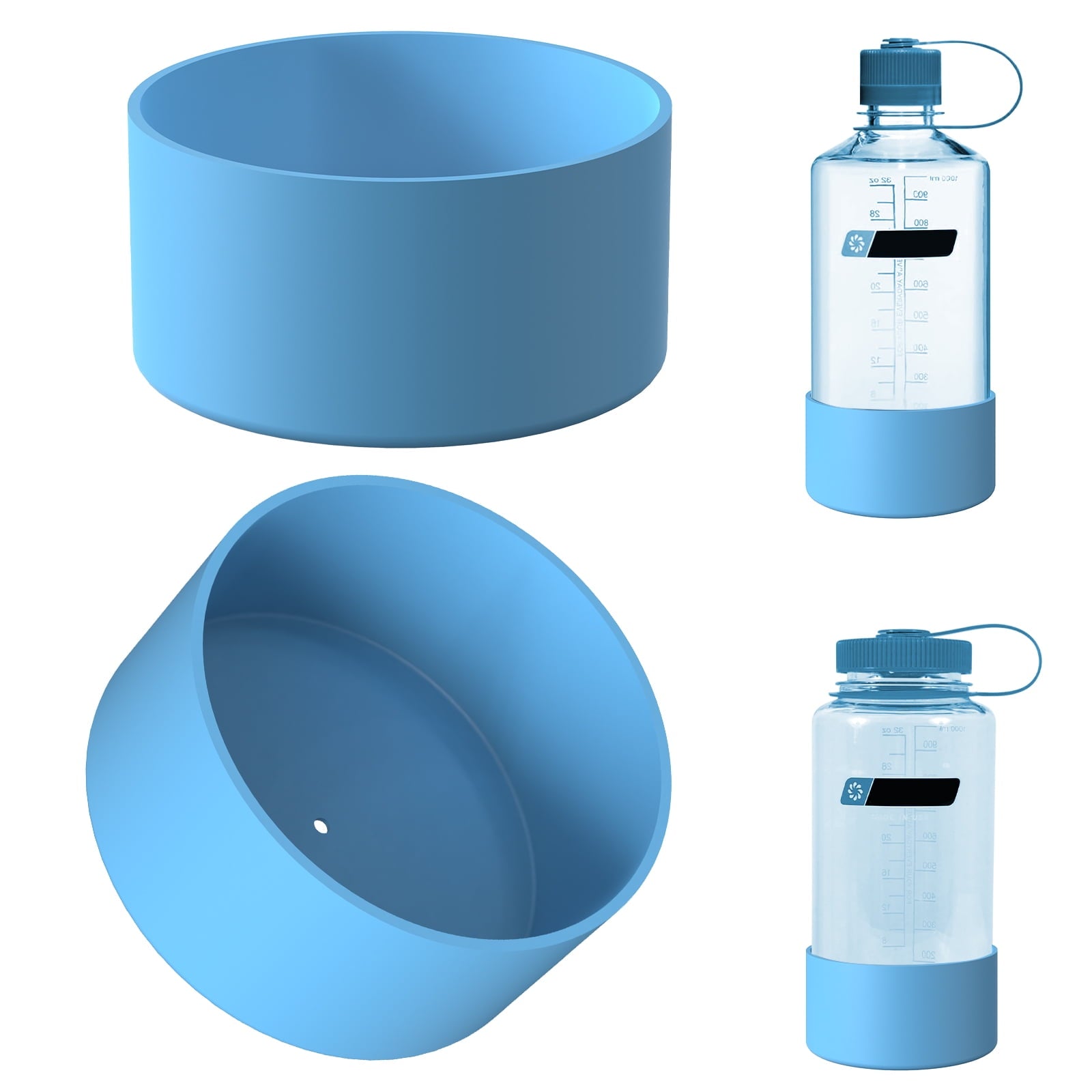 Linkidea 2 Pack Water Bottle Boot Compatible with Nalgene Sustain Wide Mouth 32oz/48oz, Narrow Mouth 32oz, Silicone Anti-Slip Bottle Bottom Bumper Protector (Blue) - Pick 398