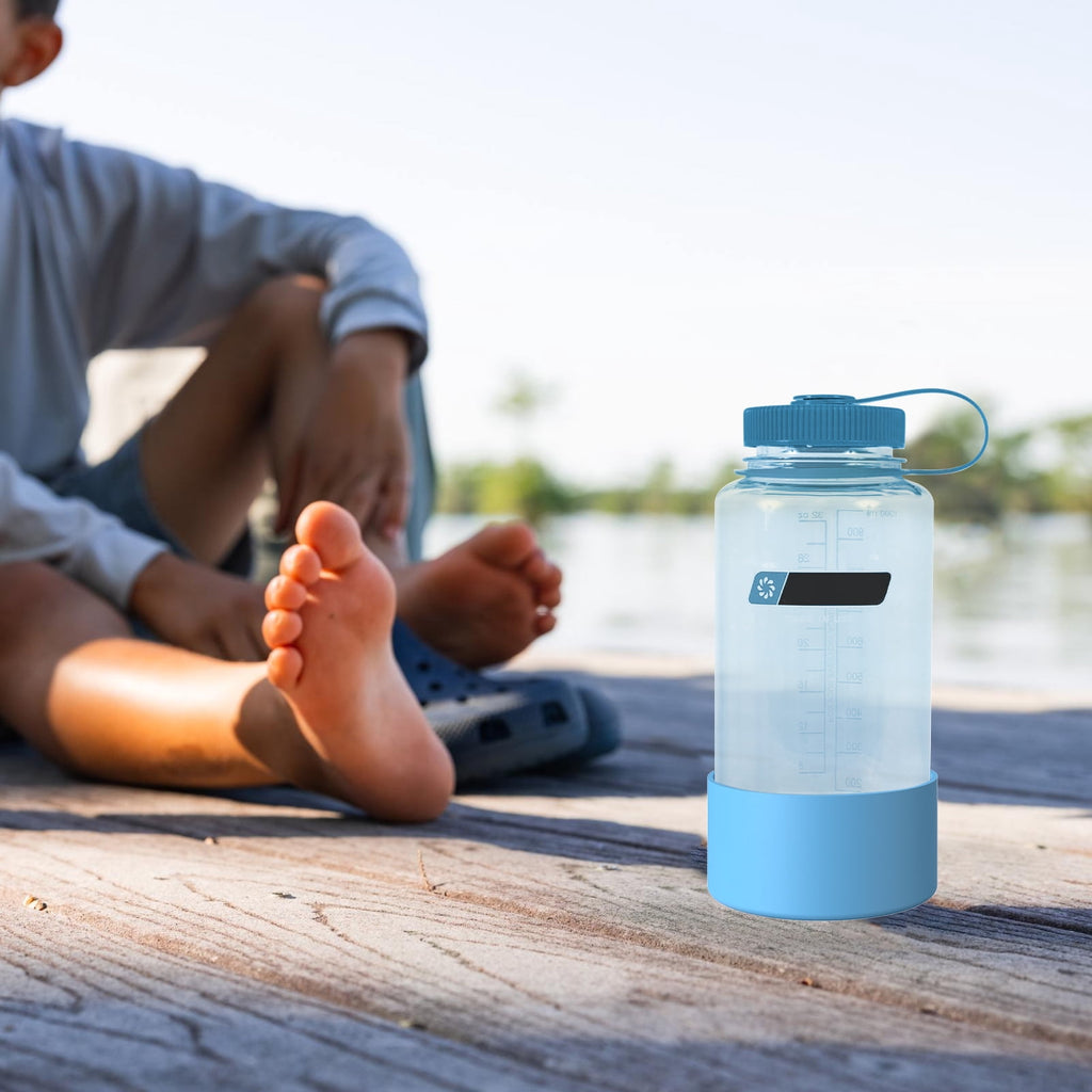 Linkidea 2 Pack Water Bottle Boot Compatible with Nalgene Sustain Wide Mouth 32oz/48oz, Narrow Mouth 32oz, Silicone Anti-Slip Bottle Bottom Bumper Protector (Blue) - Pick 398