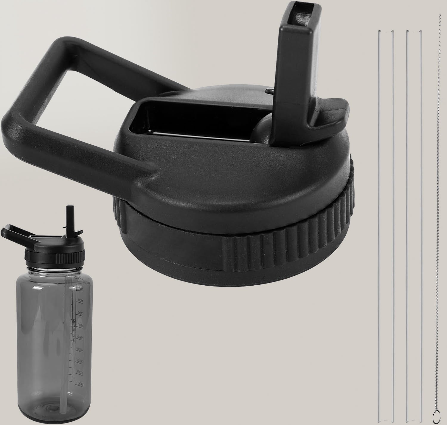Straw Lid Compatible with Nalgene Water Bottles, BPA-Free Straws Lid with Handle for Nalgene Wide Mouth, Replacement Bottle Cap Accessories with Straws and Straw Brush - Pick 693