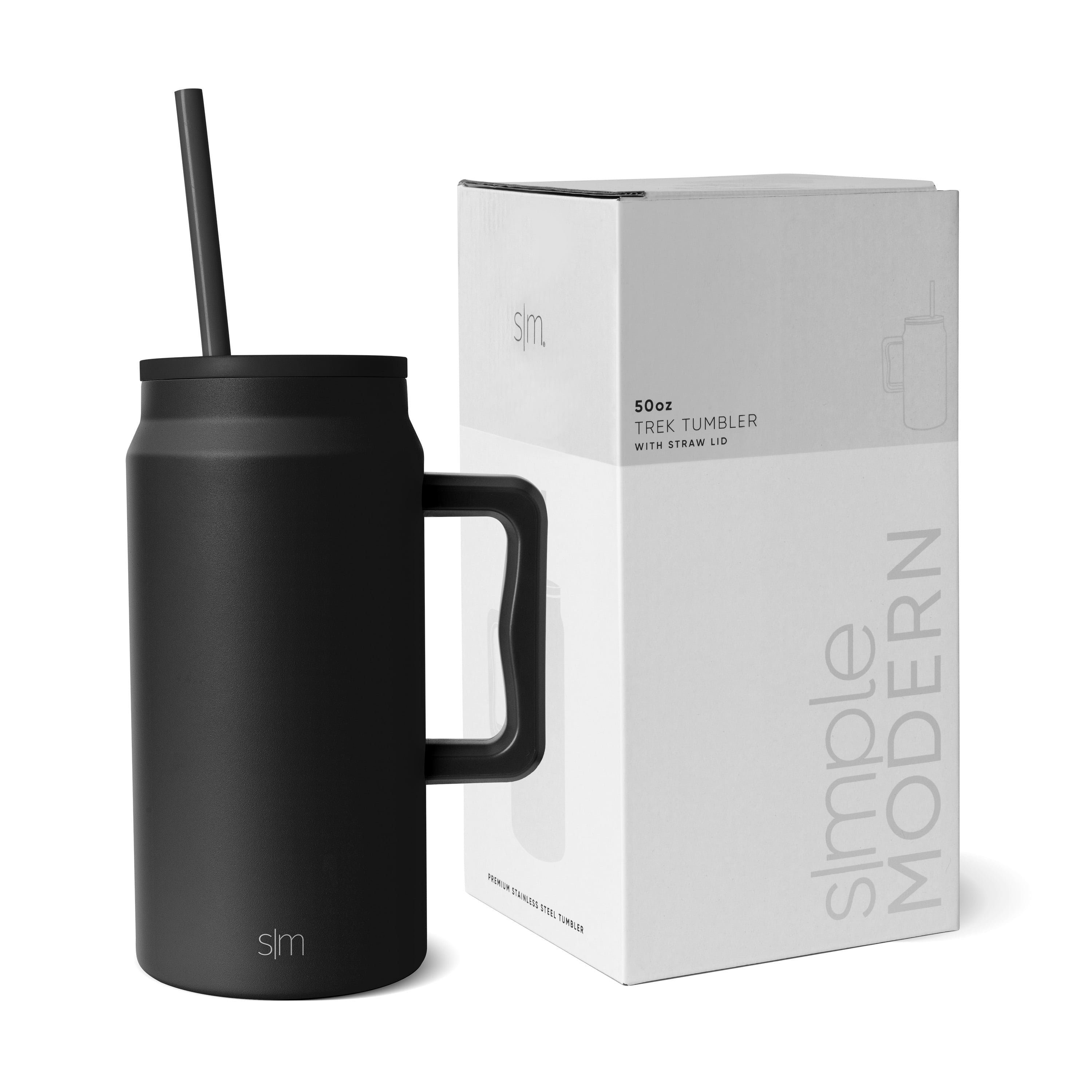Simple Modern 50 fl oz Insulated Stainless Steel Trek Tumbler with Straw Lid | Midnight Black - Pick 448