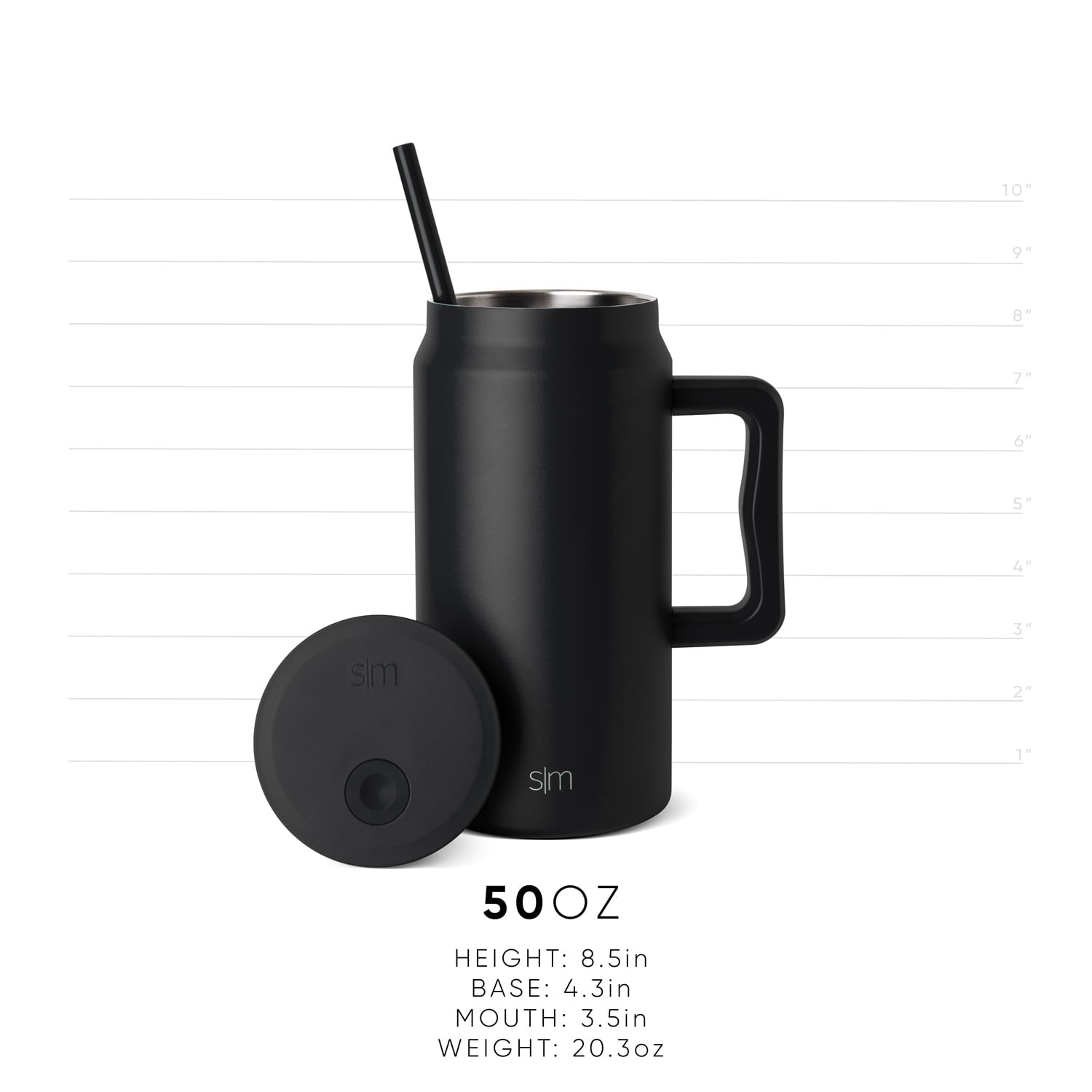 Simple Modern 50 fl oz Insulated Stainless Steel Trek Tumbler with Straw Lid | Midnight Black - Pick 448