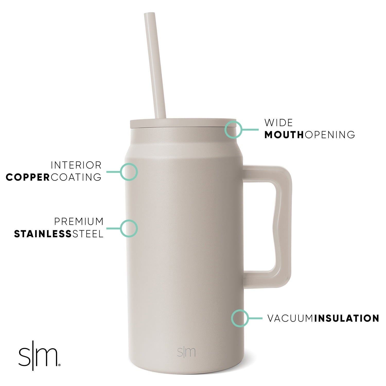 Simple Modern 50 fl oz Insulated Stainless Steel Trek Tumbler with Straw Lid | Midnight Black - Pick 448