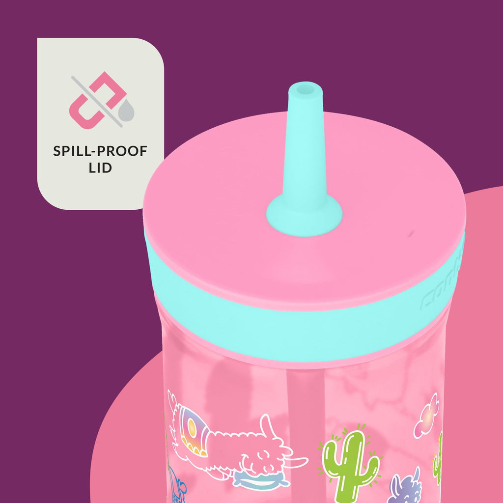 Contigo Kids Leighton Spill-Proof Tumbler with Straw, Ages 3+, Pink and Purple, 14 oz, 2 Pack - Pick 548