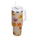40 oz Insulated Stainless Steel Tumbler Double Wall Stainless Steel Tumbler with 2-Way Drinking Colored Autumn Leaves - Pick 856