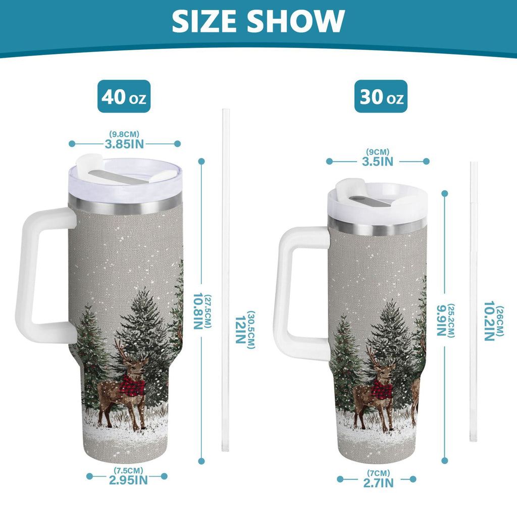 30 oz Insulated Stainless Steel Tumbler Double Wall Stainless Steel Tumbler with 2-Way Drinking Christmas Deer and Snowmen - Pick 797