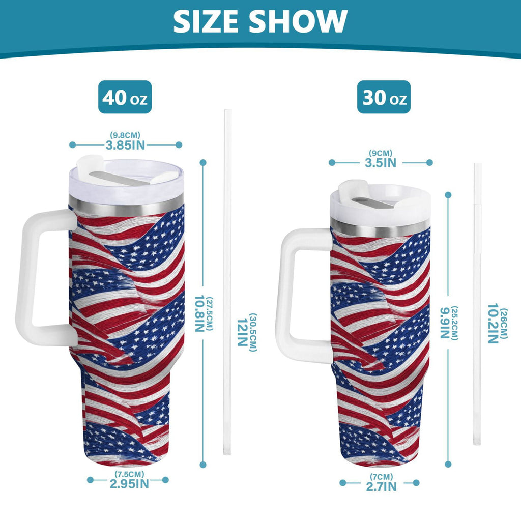 30 oz Insulated Stainless Steel Tumbler Double Wall Stainless Steel Tumbler with 2-Way Drinking Flags Wave Pattern - Pick 192