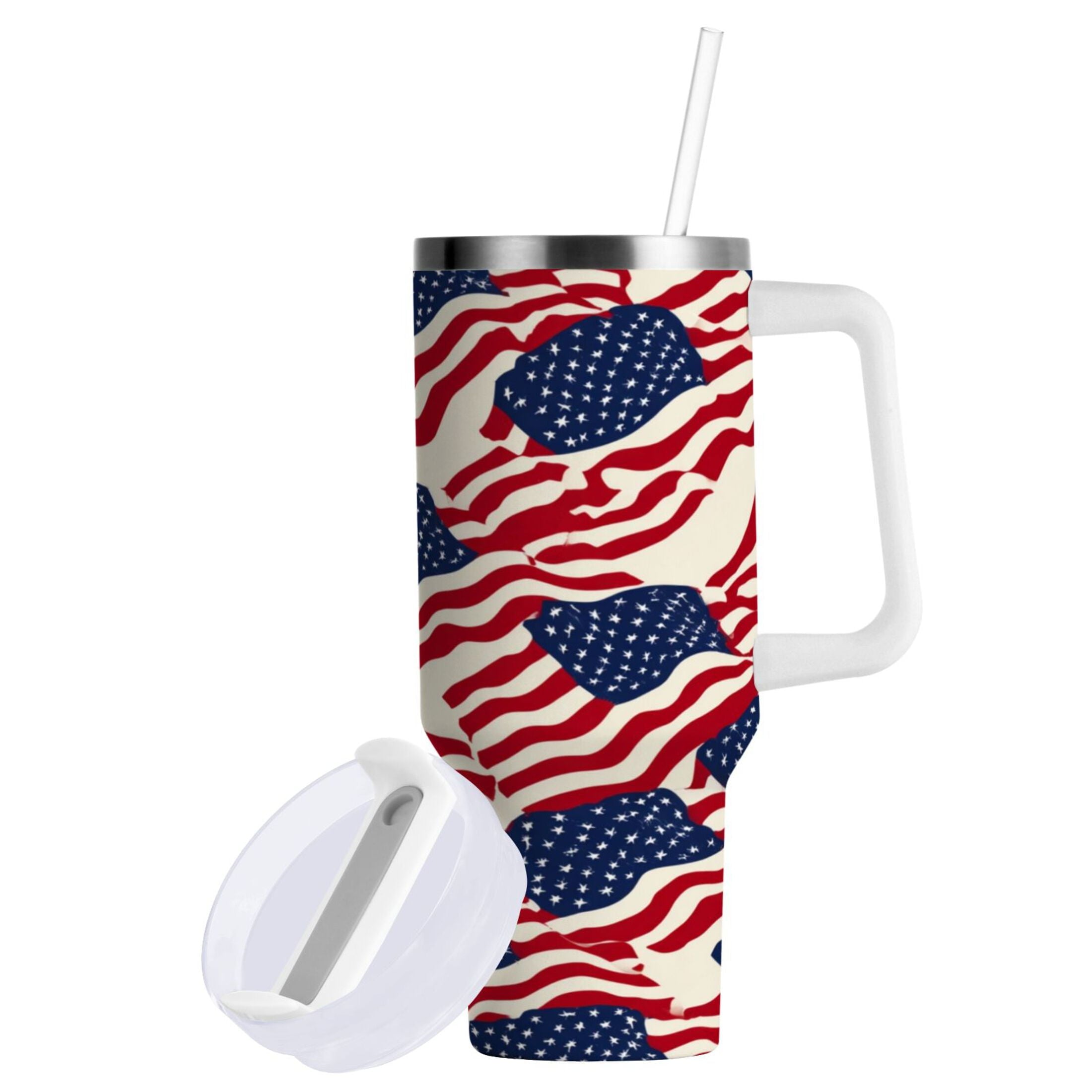 40 oz Insulated Stainless Steel Tumbler Double Wall Stainless Steel Tumbler with 2-Way Drinking Flags Abstract Design - Pick 867